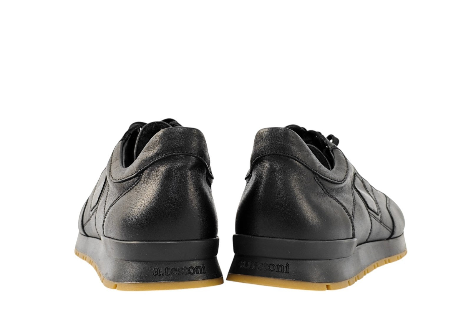 750$ TESTONI Black Sport Sneaker Shoes Calf Rubber Sole 8 UK / 9 US / 42 IT