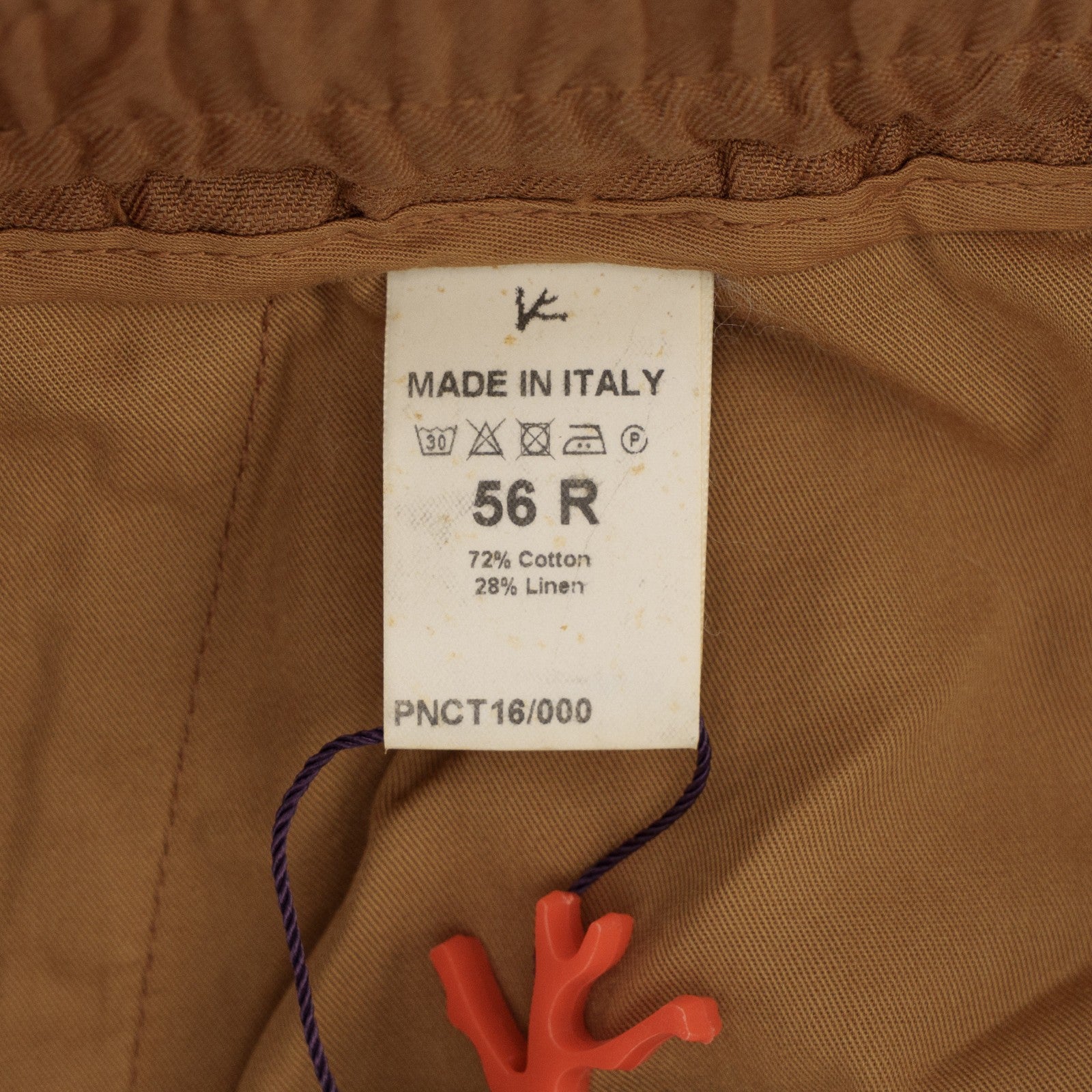 1125$ ISAIA NAPOLI Rust Drawstring Pant Relaxed Fit Cotton - Linen 40 US / 56 EU