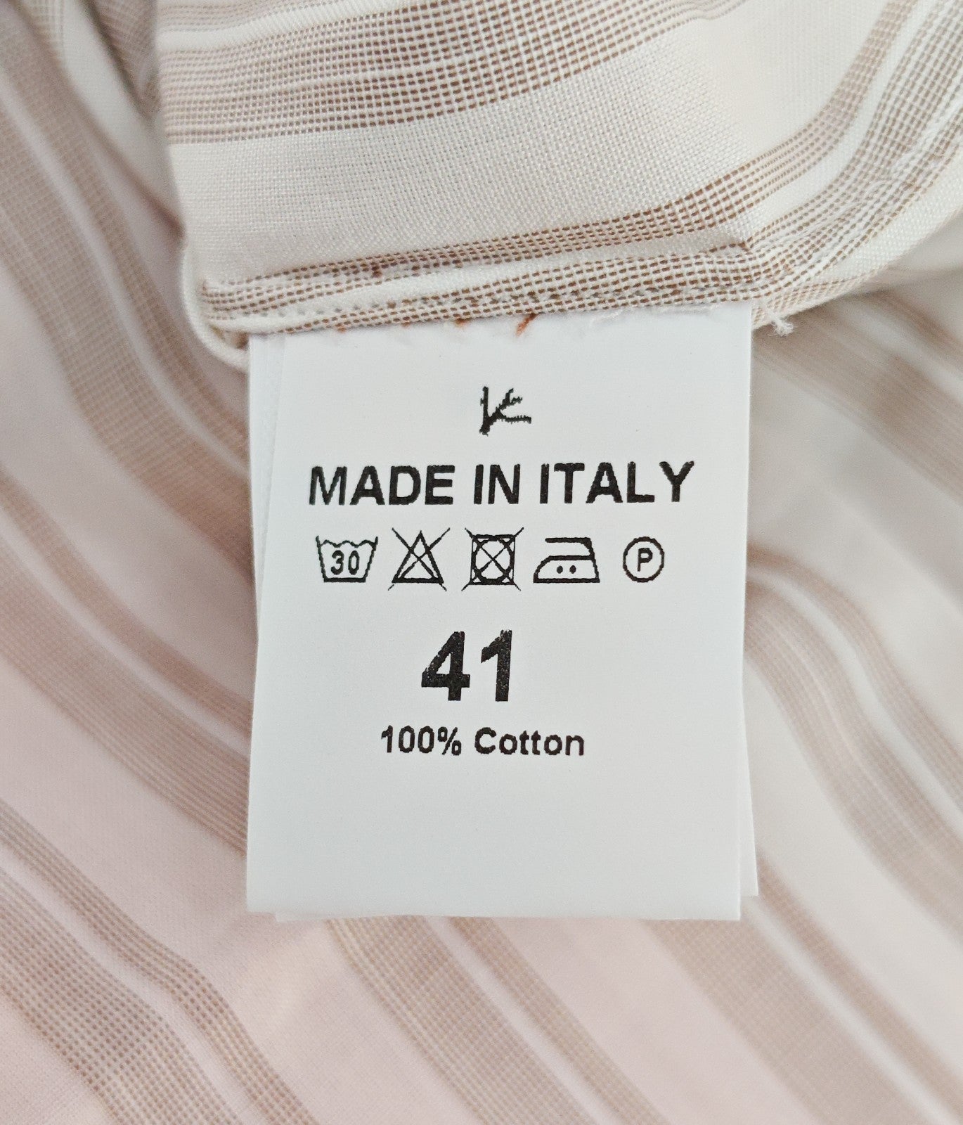 730$ ISAIA NAPOLI "Mix" Dress Shirt White - Beige Striped Fine Cotton 16 - 41