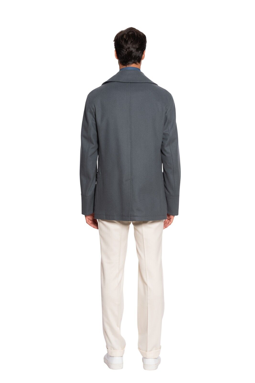 $1800 BOGLIOLI Double Breasted Blue Peacoat Coat Wool Cashmere 38 US / 48 EU