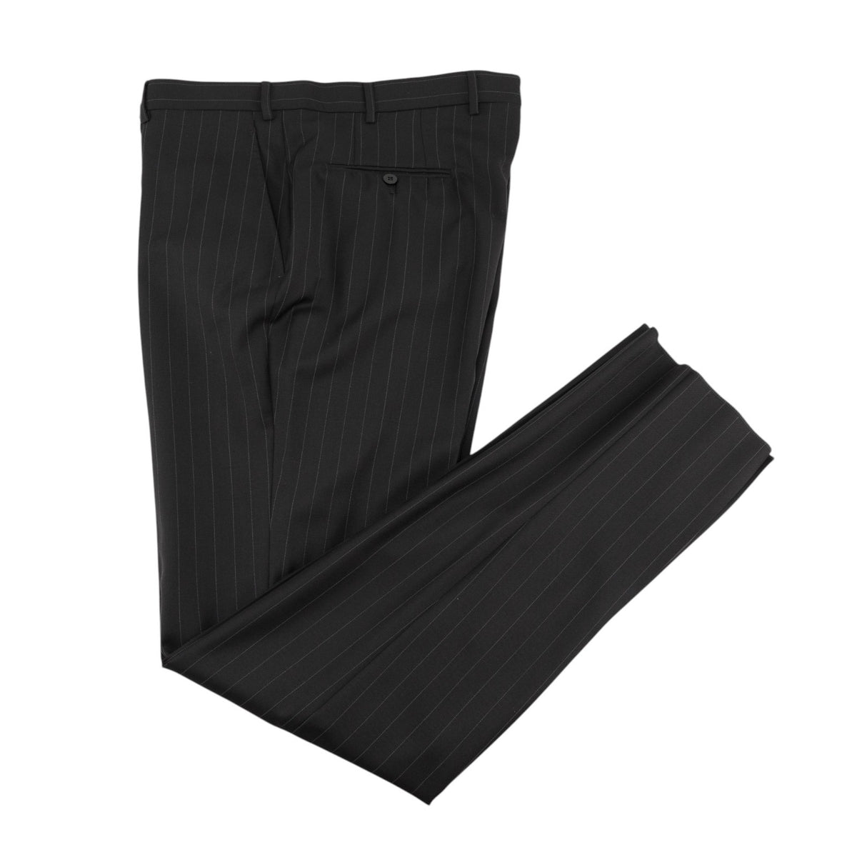 $6600 ISAIA "Gregorio" Black Hand-Sewn Suit Fine Wool Striped 46 US / 56 EU 8R