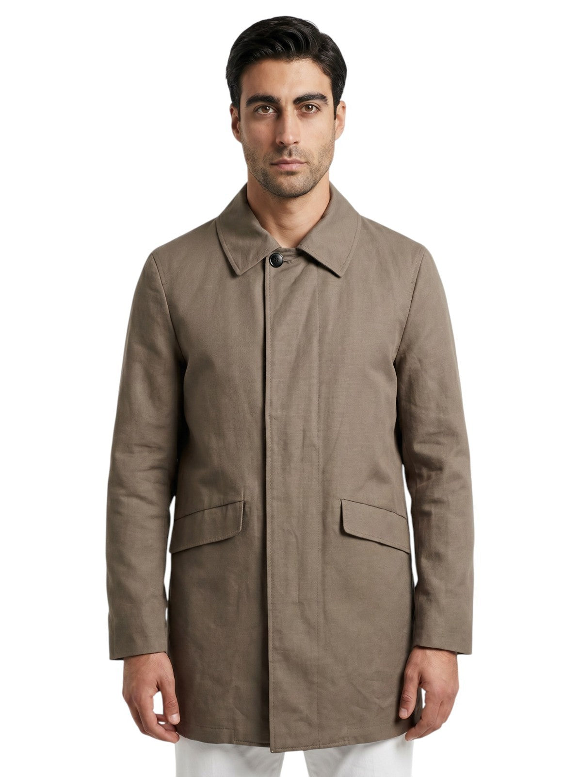 5450$ ISAIA NAPOLI Light Beige Carcoat Overcoat Cotton - Linen 38 US / 48 EU