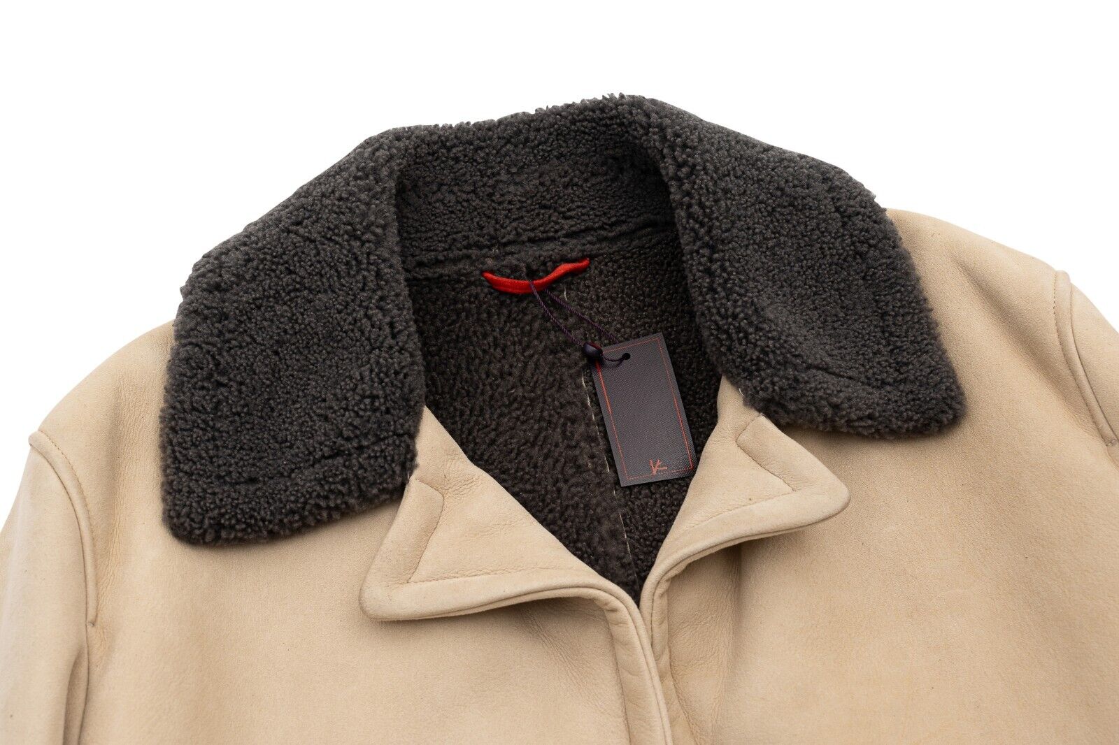 7400$ ISAIA NAPOLI Beige Shearling Jacket Coat 100% Lambskin Leather 38 US 48 EU
