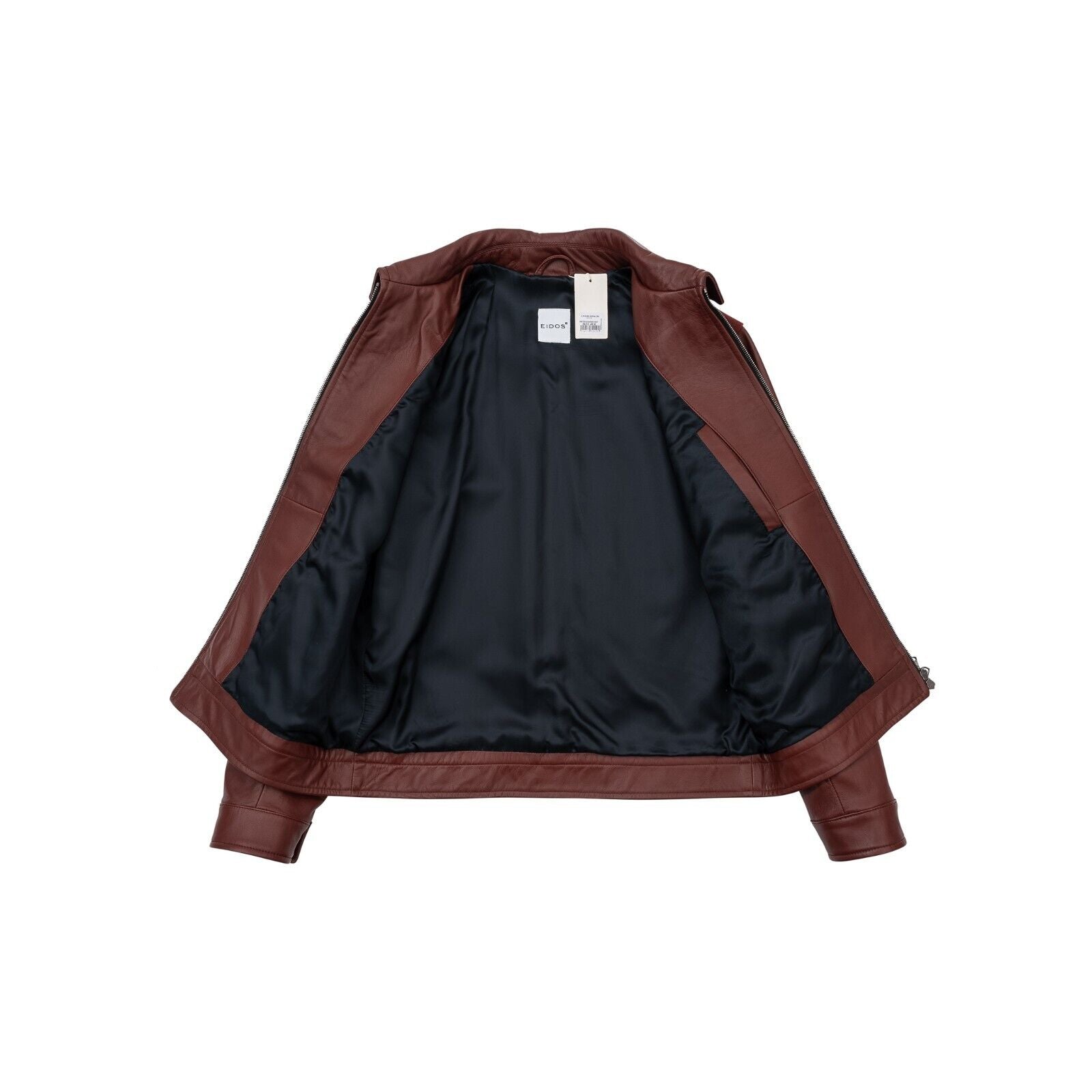 $2400 EIDOS by ISAIA NAPOLI Burgundy Jacket Nappa Leather + Suede 38 US / 48 EU