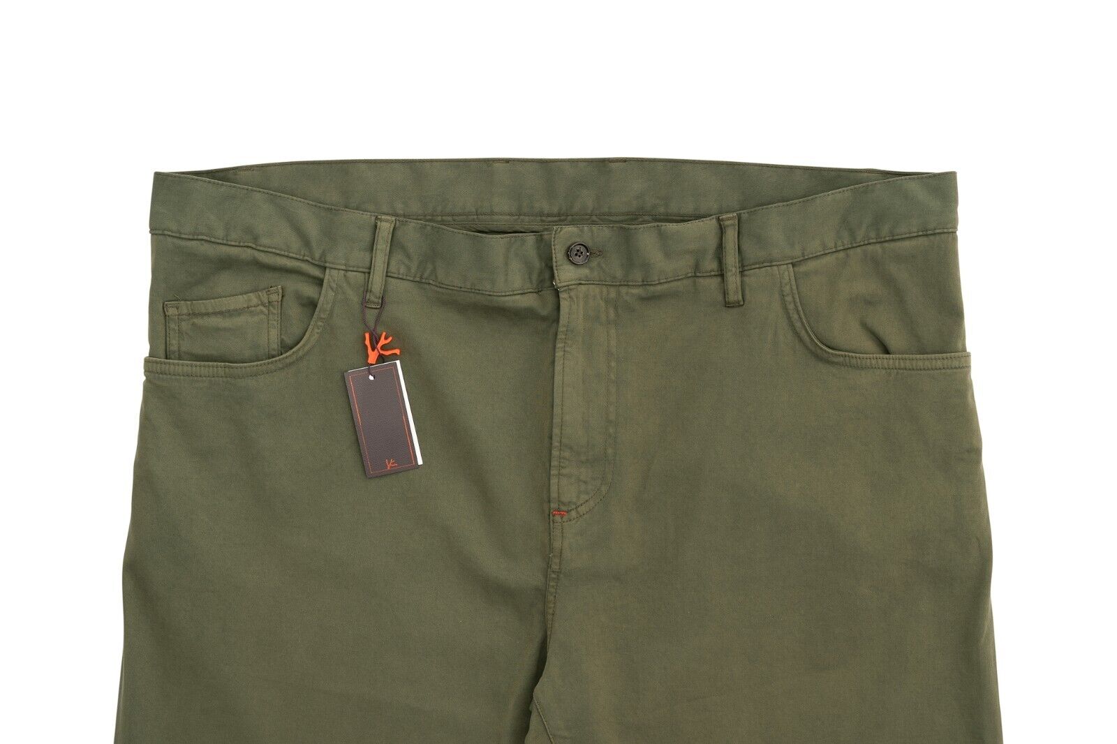 850$ ISAIA NAPOLI Green 5 Pockets Trousers Pant Soft Cotton / Cashmere (1)