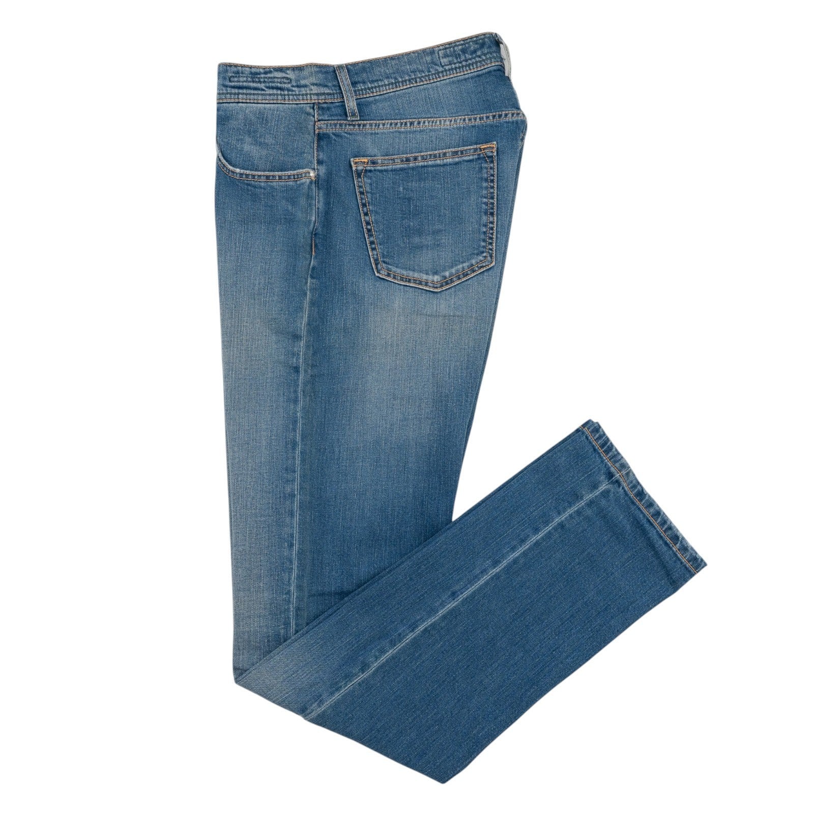 415$ LUIGI BORRELLI NAPOLI Blue Wash Denim Jeans Pant Cotton 33 US / 49 EU