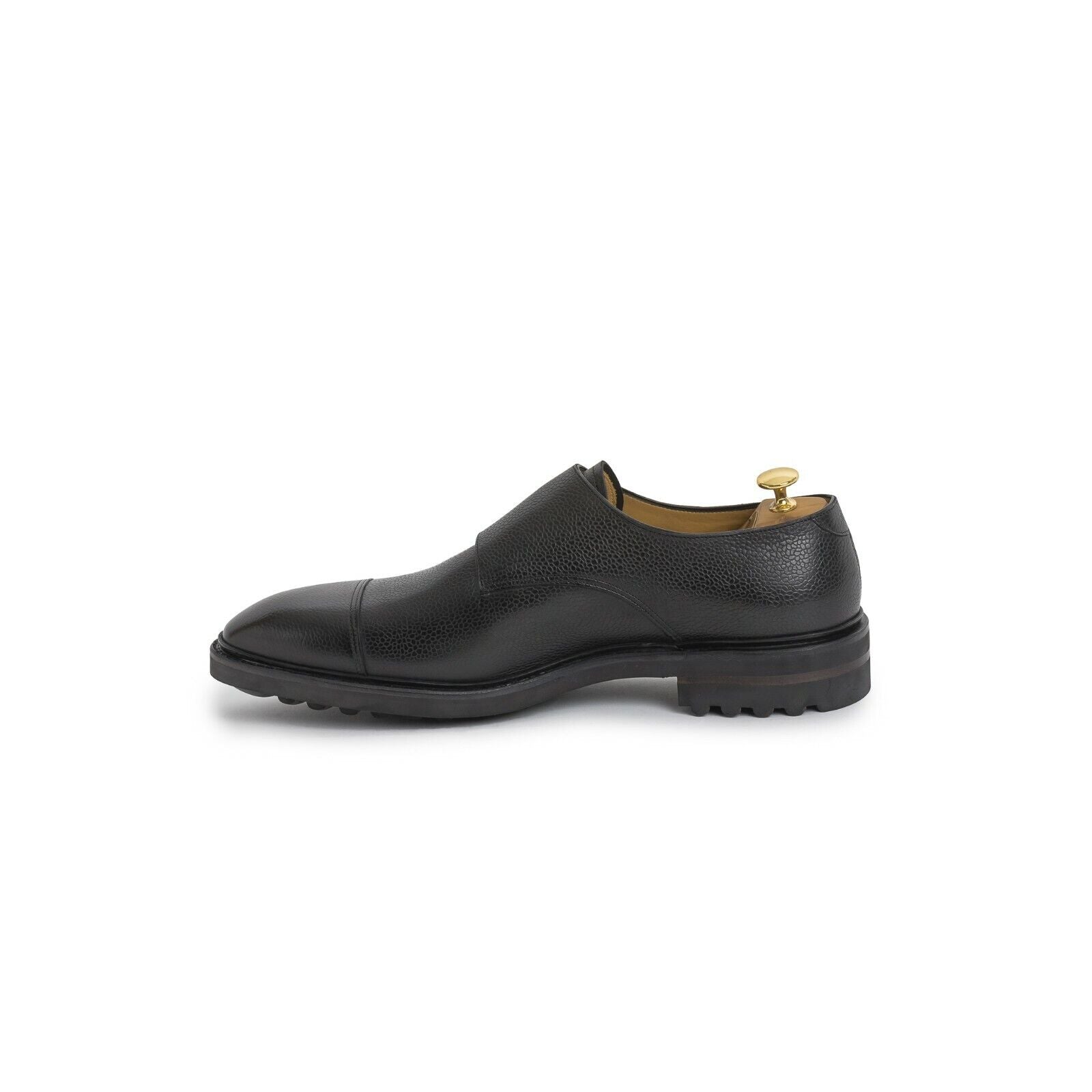 Carlos Santos Grain Double Monk Strap Shoes Black Goodyear Welted Style 9287