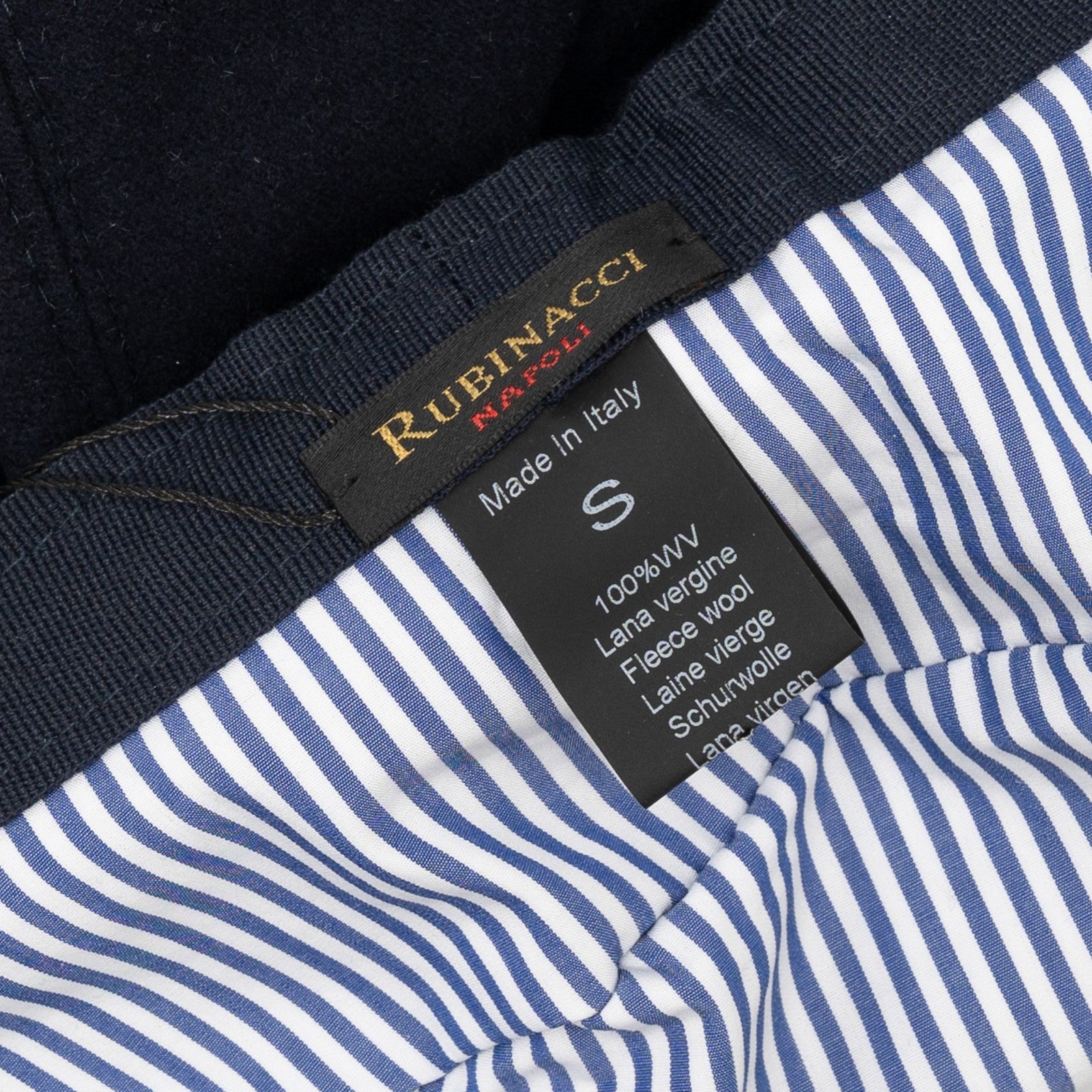 $240 RUBINACCI NAPOLI Blue Navy Hat Fisherman Cap Flat Cap Wool