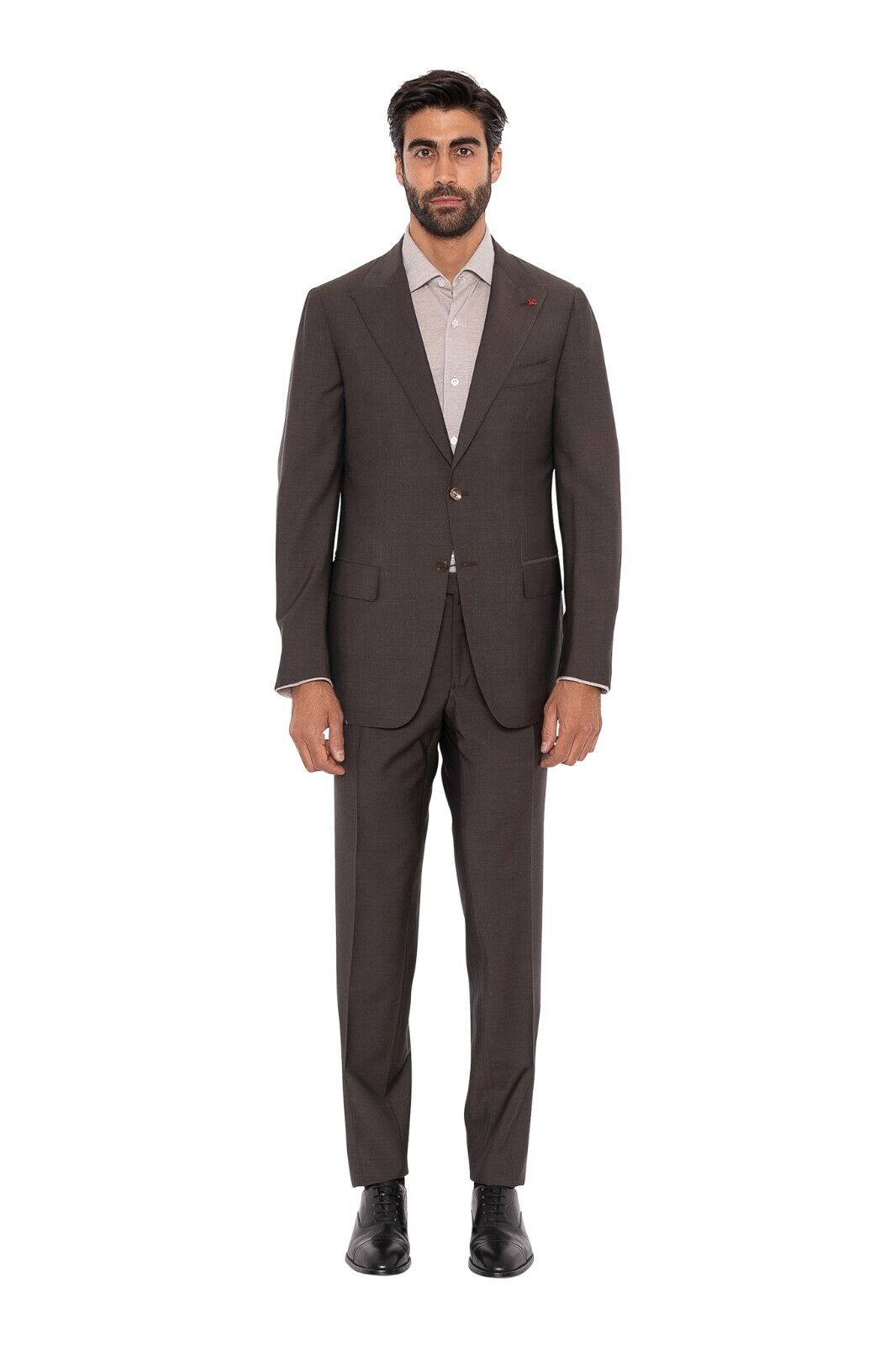 $6200 ISAIA NAPOLI Brown Hand-Sewn Solid Suit Fine Wool / Mohair Drop 7 Regular