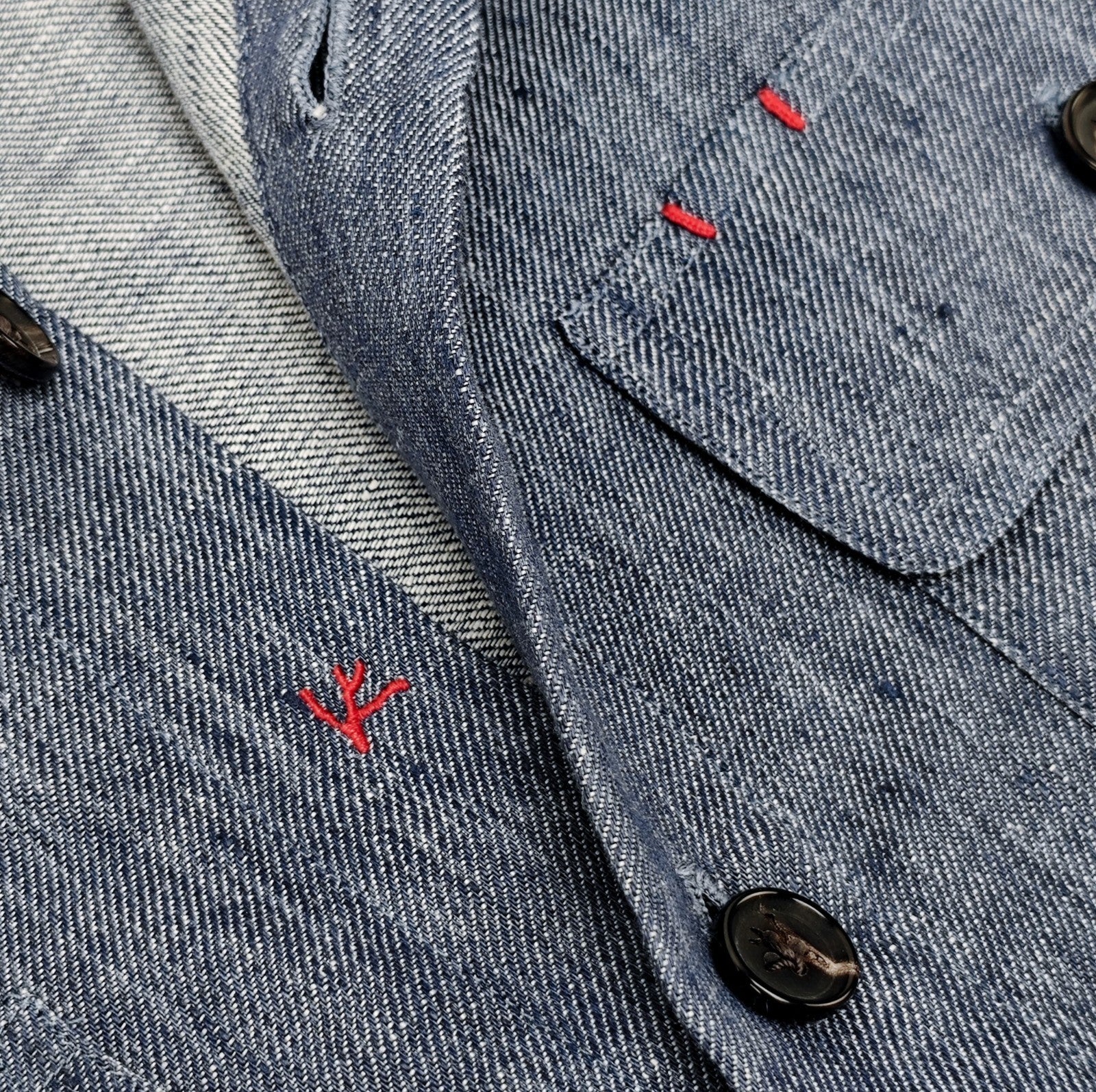 $1550 ISAIA NAPOLI Blue Hand-Sewn Overshirt Jacket 100% Linen