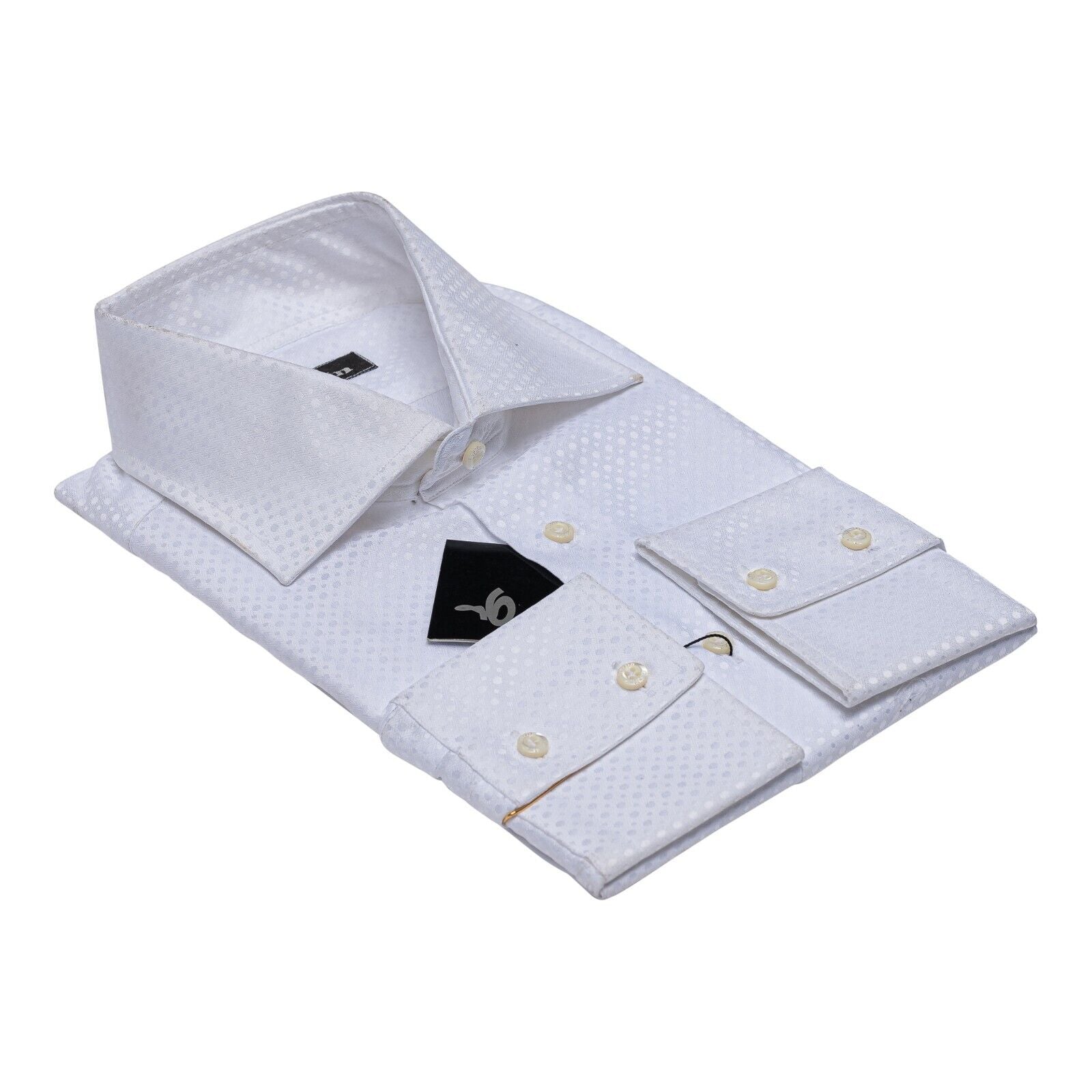 690$ LUXURY GERLIN Shirt White Jacquard Cotton 16 - 41 4AL BIJAN