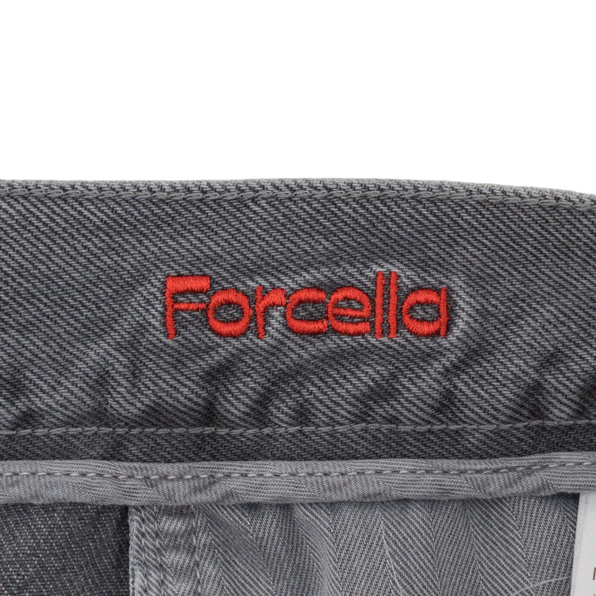 795$ ISAIA NAPOLI "Forcella" Gray Denim Jeans Pant Cotton - Leather Tag Wide Leg
