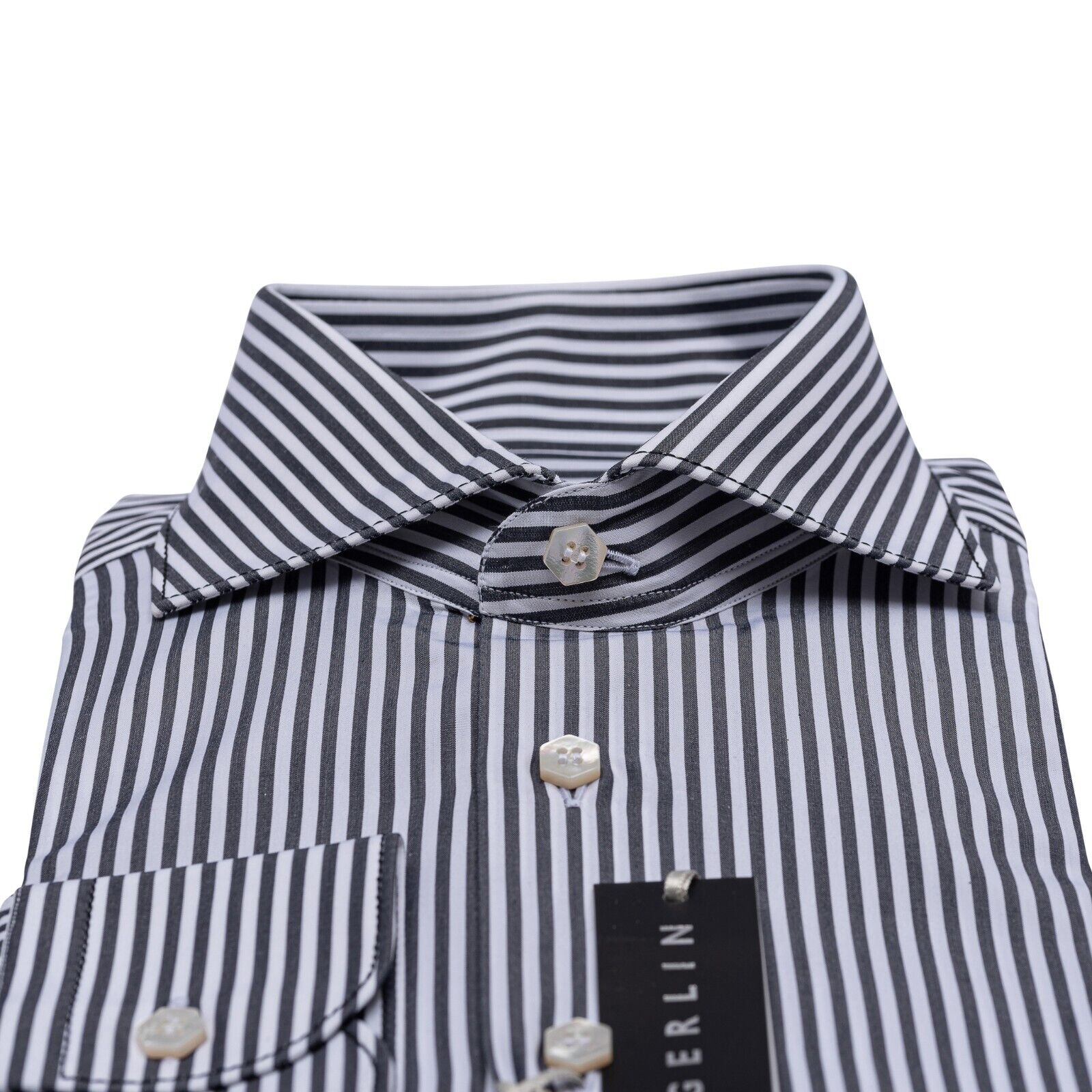 690$ LUXURY GERLIN Shirt Striped Gray T.MASON Cotton 16 - 41 1M ZILLI