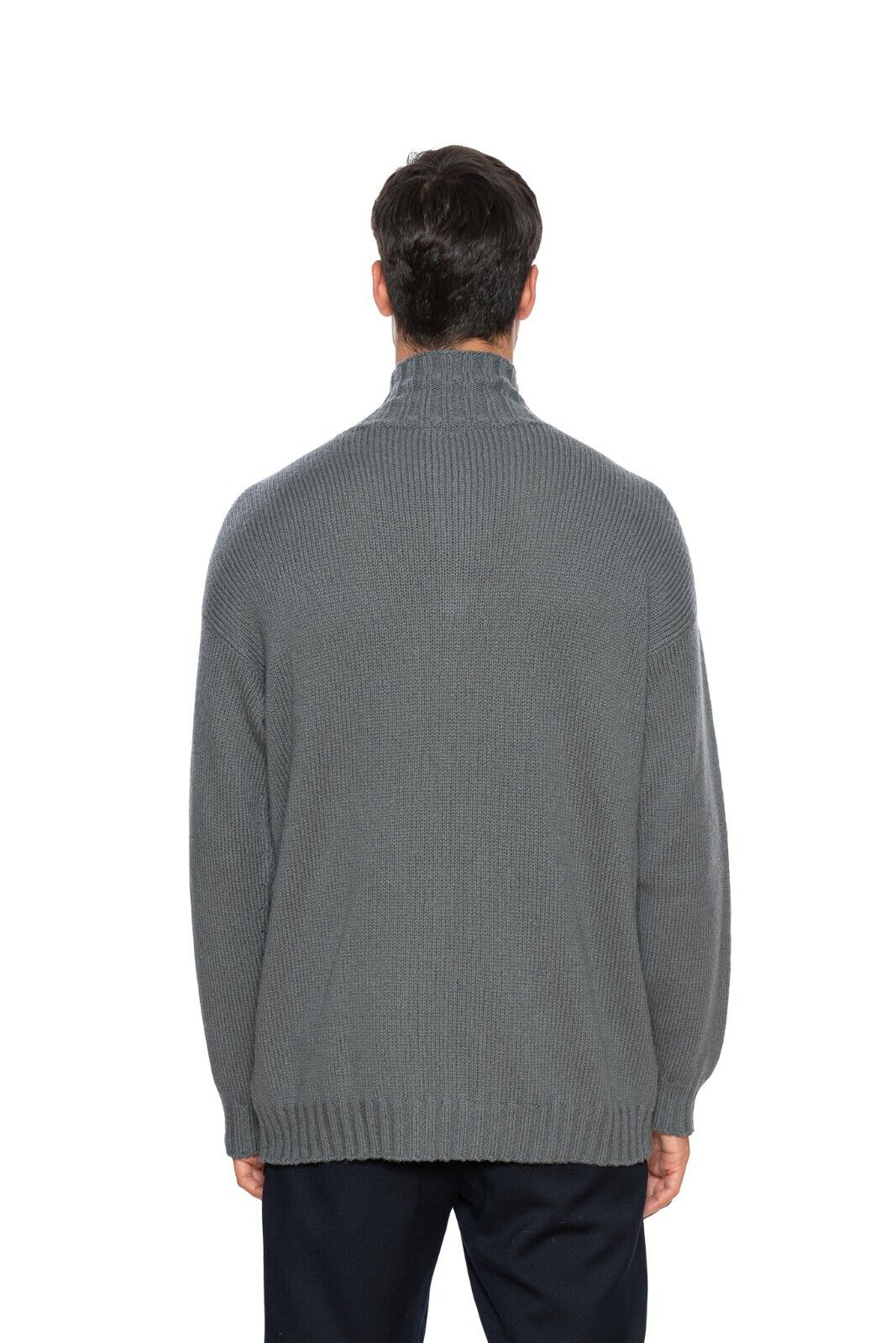 1350$ GIORGIO ARMANI Pullover Sweater with Zip Wool Gray 38 US / 48 EU OVER FIT
