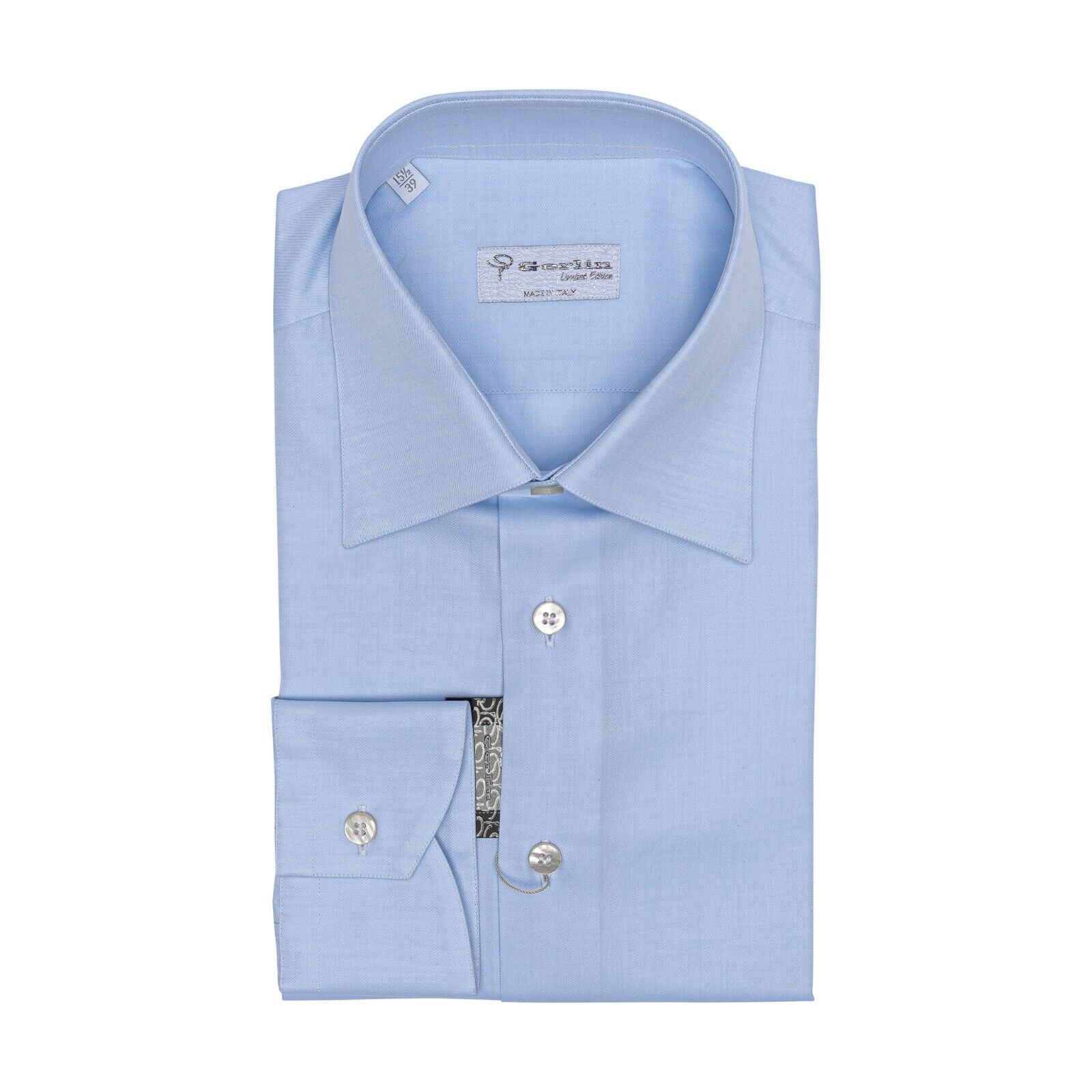 690$ LUXURY GERLIN Shirt Light Blue ALUMO Cotton 2B ZILLI