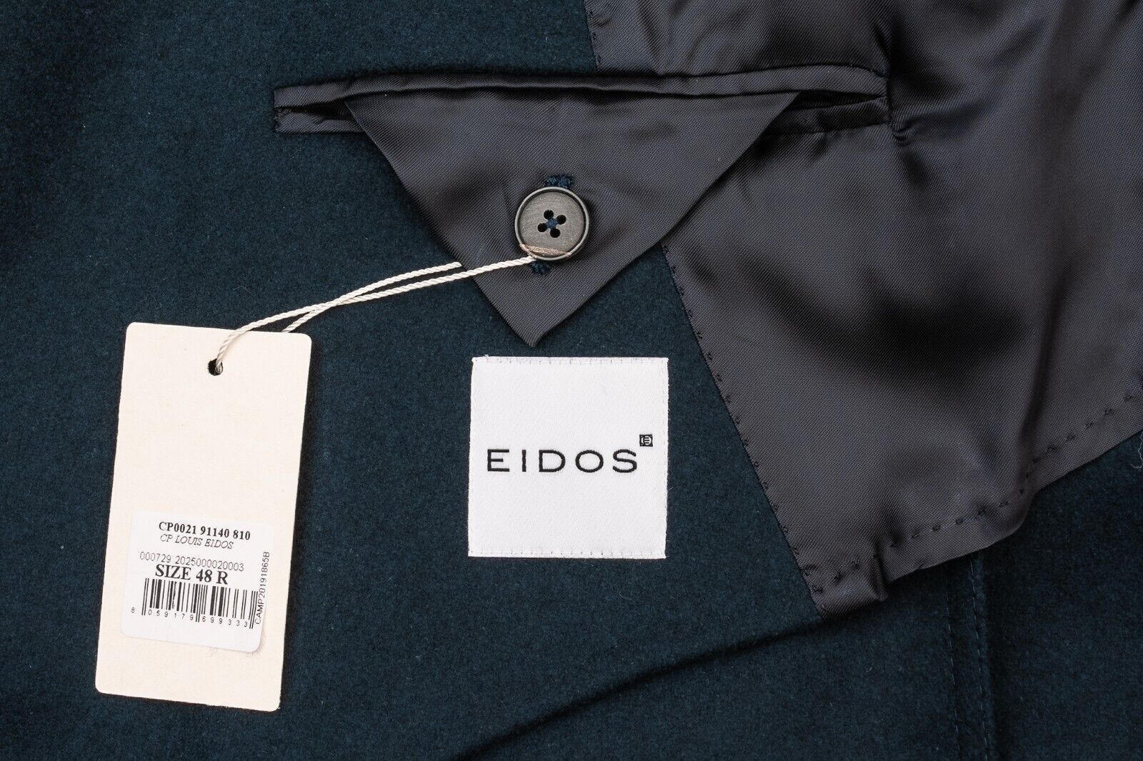 $1400 EIDOS by ISAIA NAPOLI Blue Navy Overcoat Coat Wool / Cashmere 38 US 48 EU