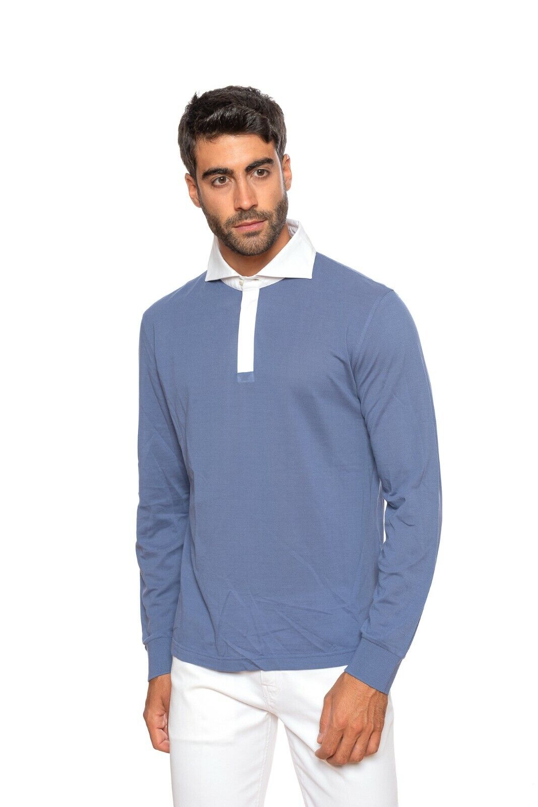 Luxury Knitwear FIORONI CASHMERE by Attolini Polo Cotton Indigo 40 US / 50 EU