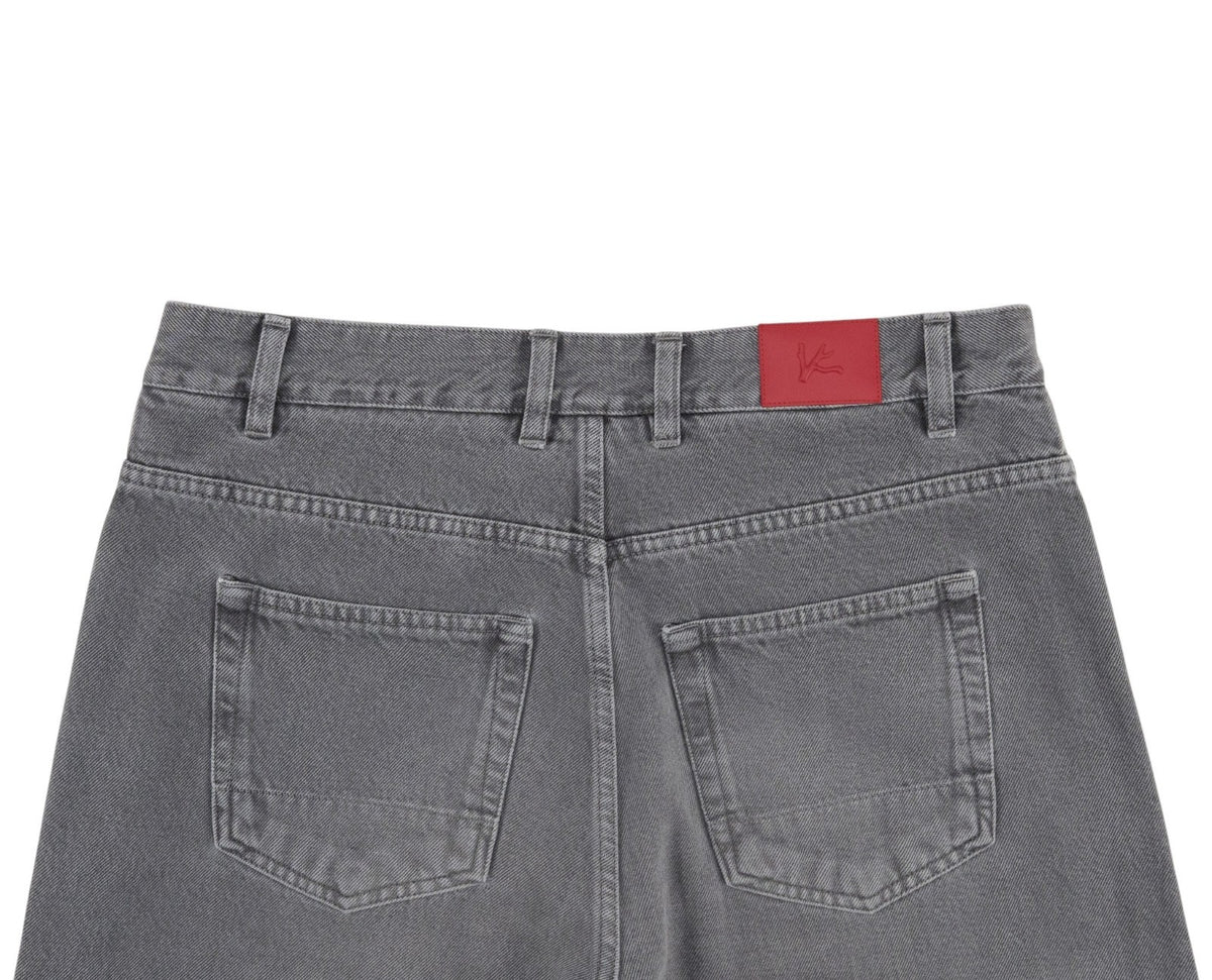 795$ ISAIA NAPOLI "Chiaia" Gray Denim Jeans Pant Cotton Regular - Leather Tag