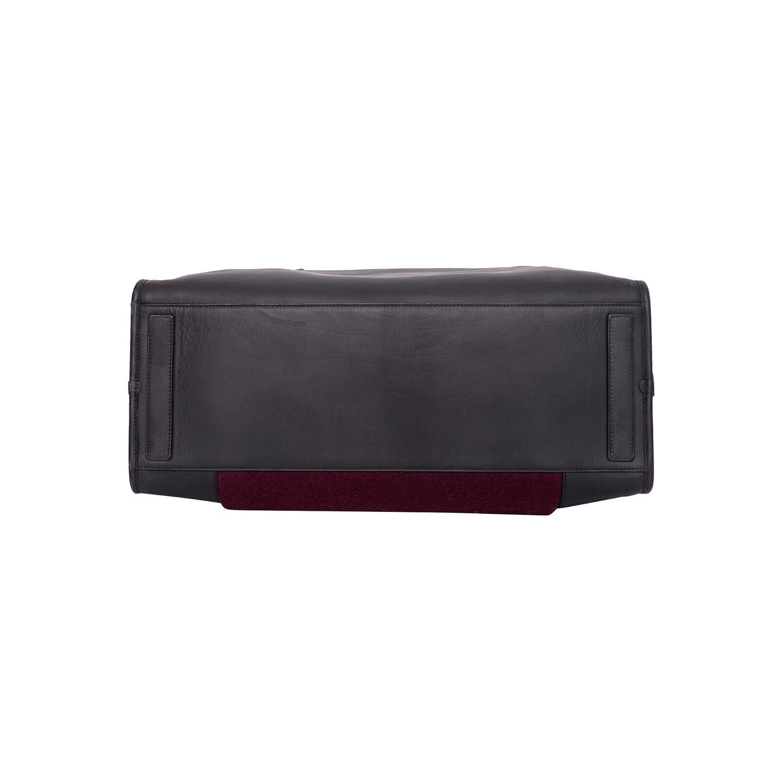 $4500 ISAIA NAPOLI Wine / Gray Large Duffle Bag Travel Weekend Leather / Wool