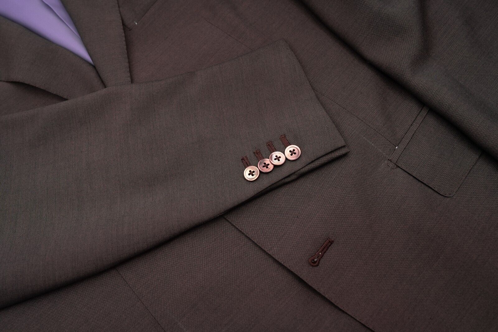 $6200 ISAIA NAPOLI Brown Hand-Sewn Solid Suit Fine Wool / Mohair Drop 7 Regular
