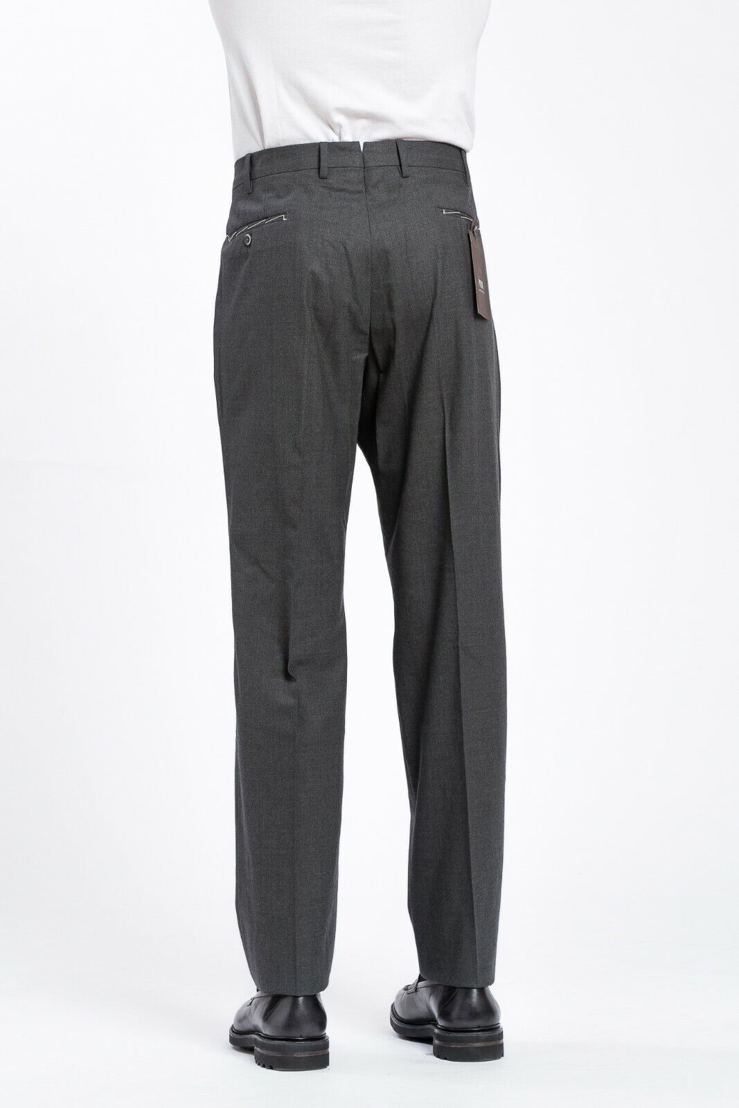 320$ PT01 TORINO Gray Solid Trousers Dress Pants Winter Wool Regular 40US / 56EU