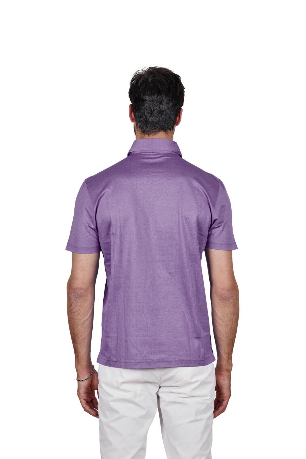 175$ Italian Luxury GRAN SASSO Polo Lisle Cotton Piquet Lavender Short Sleeve