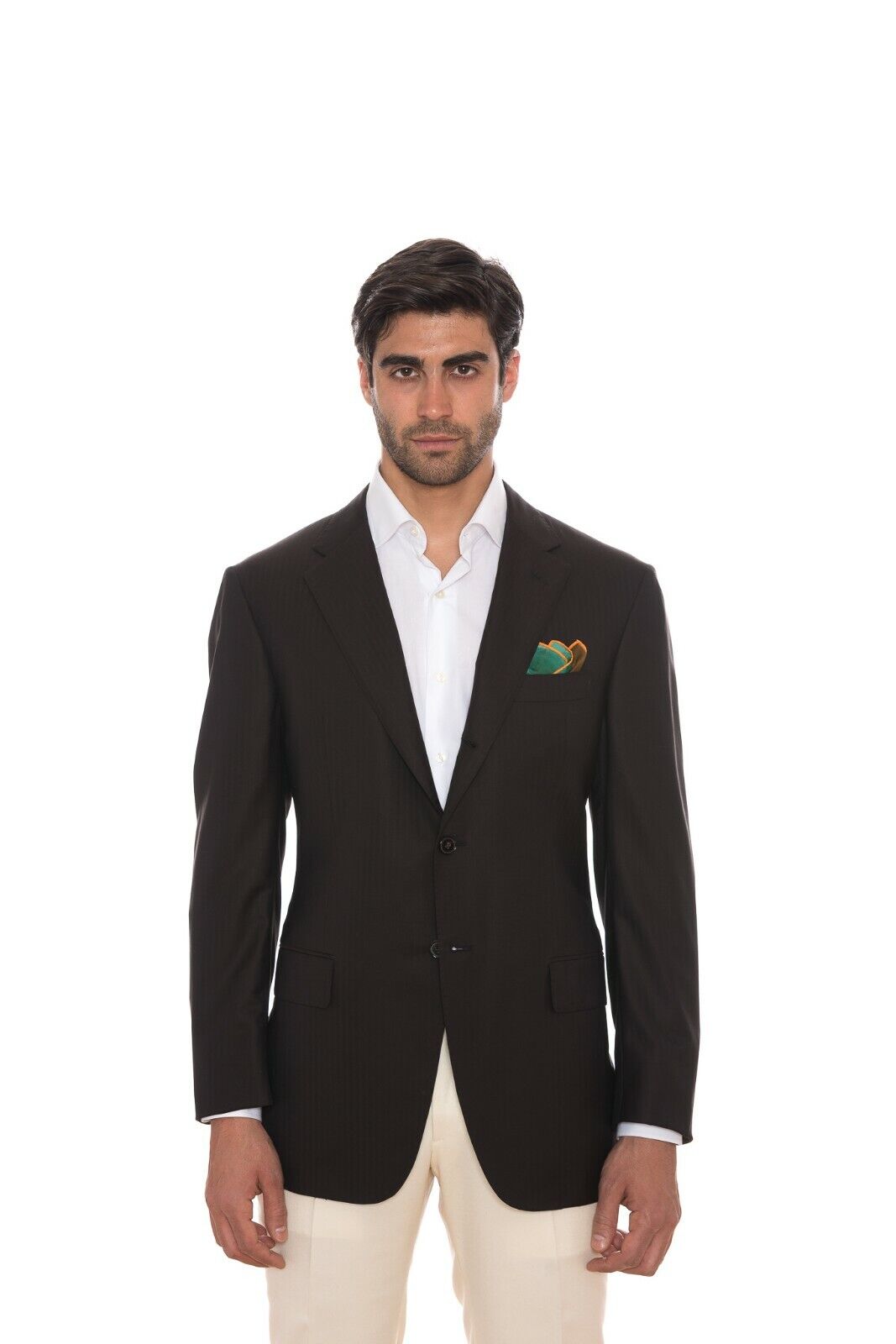 $2345 D'AVENZA Dark Brown Wool Jacket Blazer Hand-Sewn in Italy 40 US / 50 EU