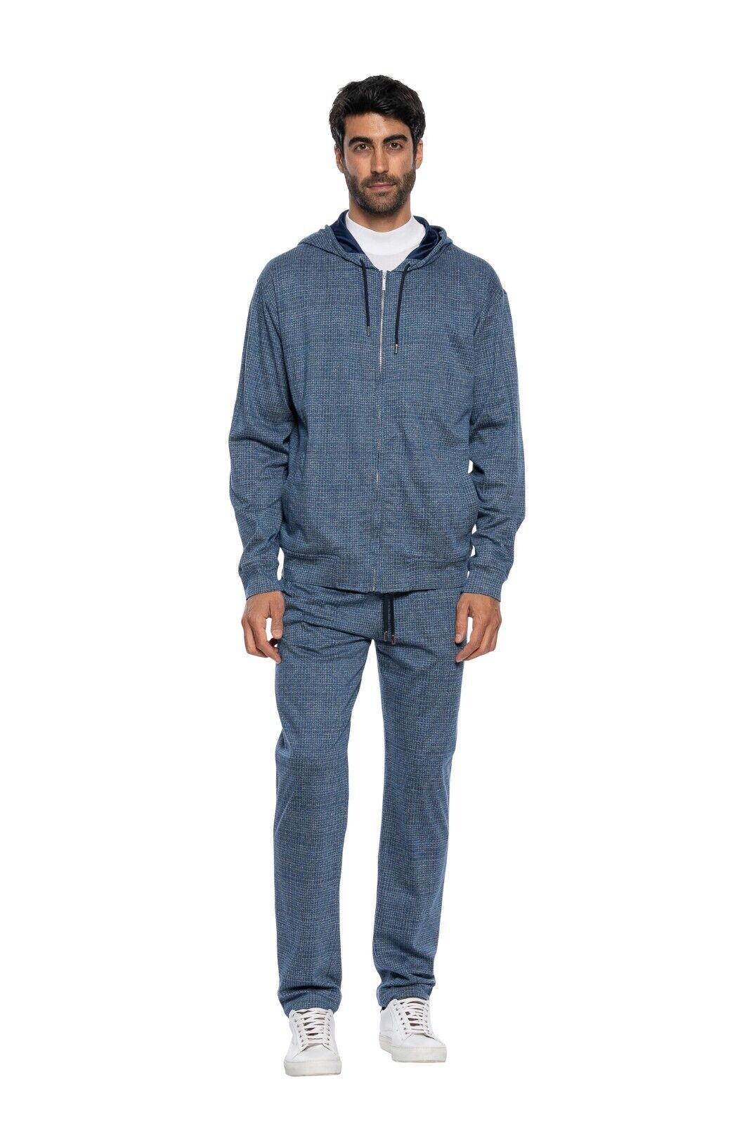 2000$ ITALO FERRETTI Tracksuit Jogging Suit Blue 100% Cotton Size L ZILLI