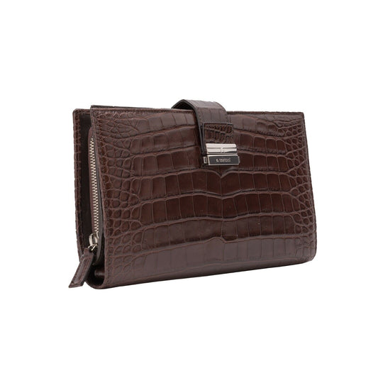 $4200 Testoni Bologna Moro Clutch Bag Travel Wallet Genuine Alligator