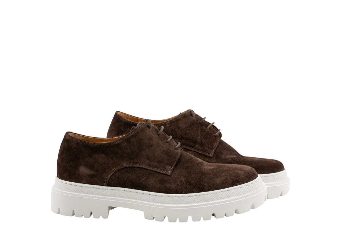 1050$ TESTONI "Mantova" Derby Brown Sneaker Suede Cigar 8 UK 10 US 42 IT