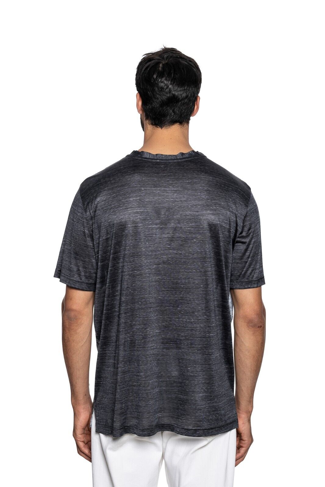 750$ ITALO FERRETTI T-Shirt Gray "VENEZIA" 100% Silk COMO STRETCH ZILLI