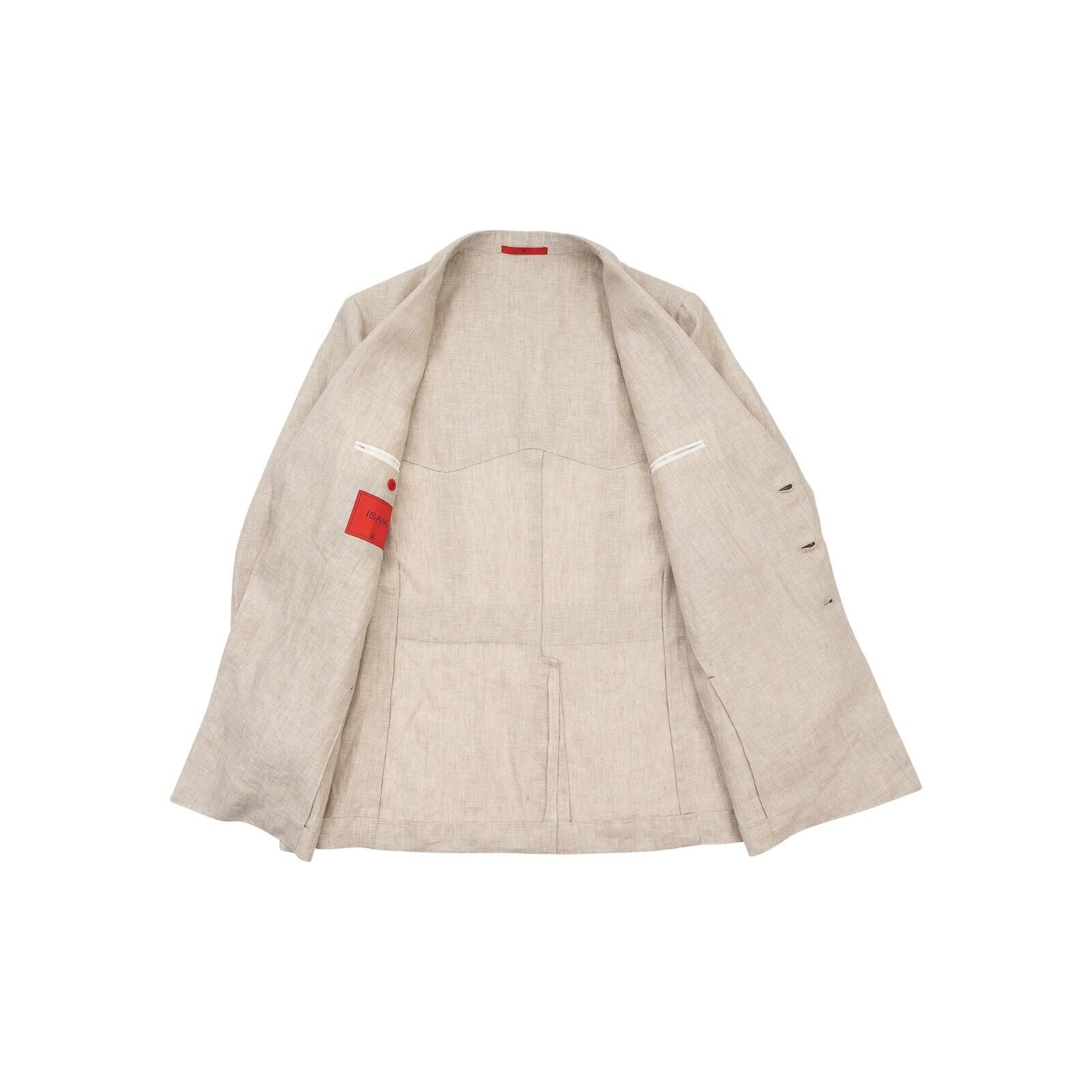 5200$ ISAIA NAPOLI Beige Sartorial Sahariana Jacket 100% Linen 40 US / 50 EU