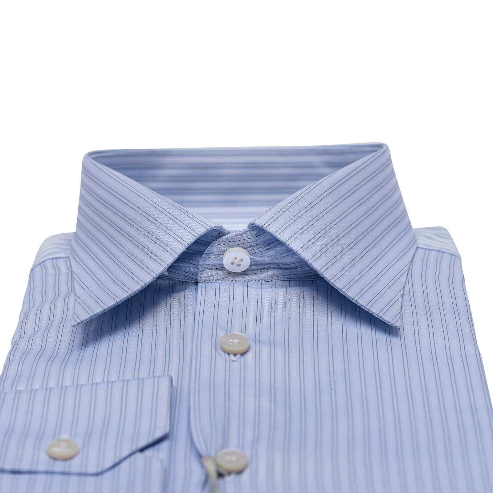 690$ LUXURY GERLIN Shirt Striped Blue ALUMO Cotton 16 - 41 4N BIJAN