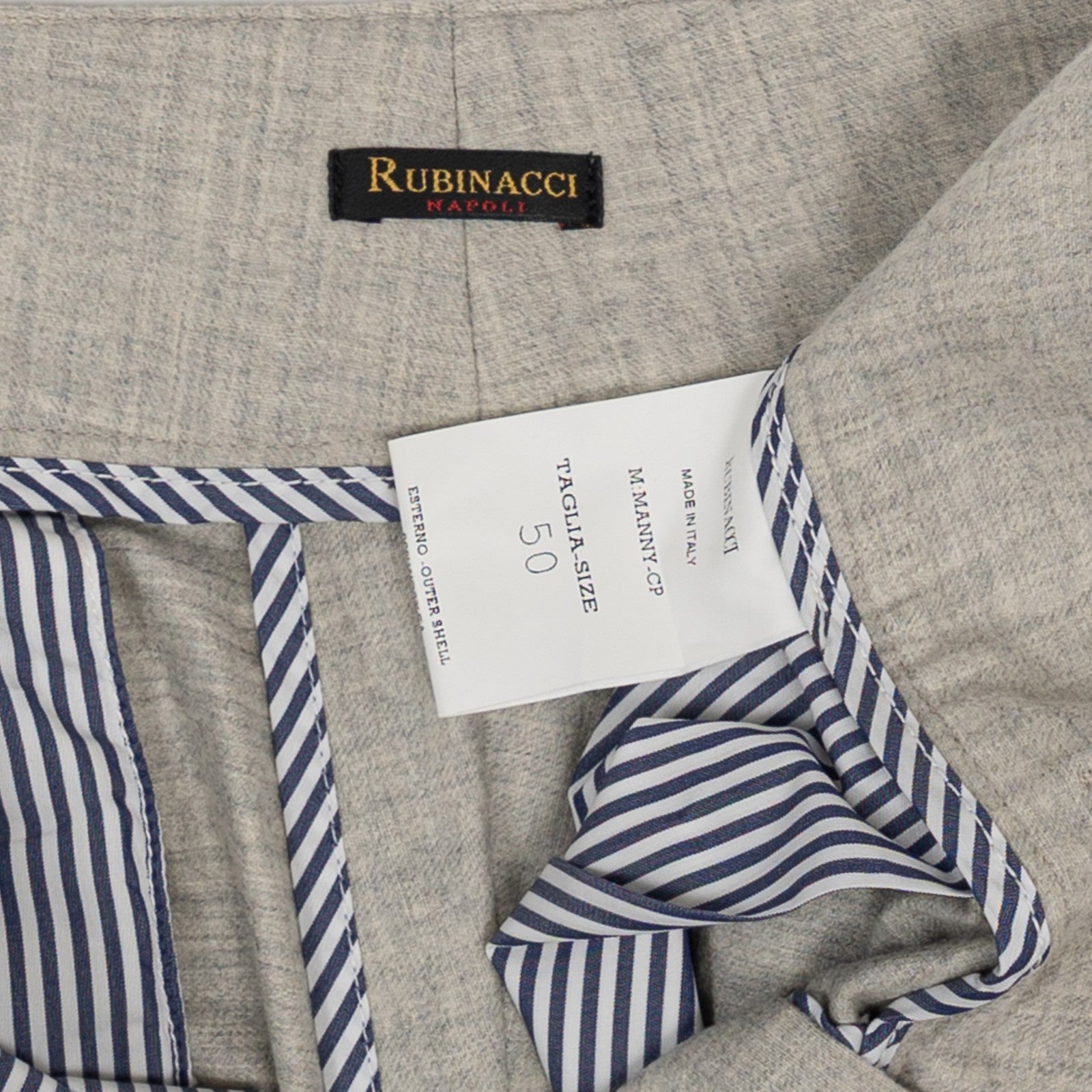 670$ RUBINACCI NAPOLI "Manny" Gray Flannel Wool High Rise Pant 34 US / 50 EU