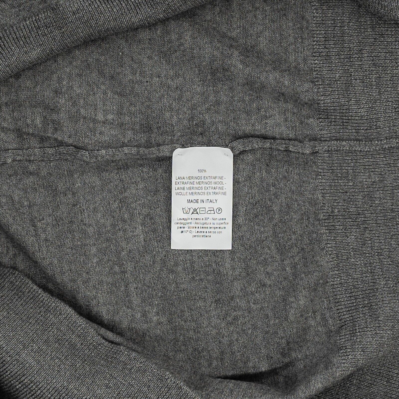 1200$ ISAIA NAPOLI Gray Sweater Crewneck Merinos Wool Extrafine Size XL