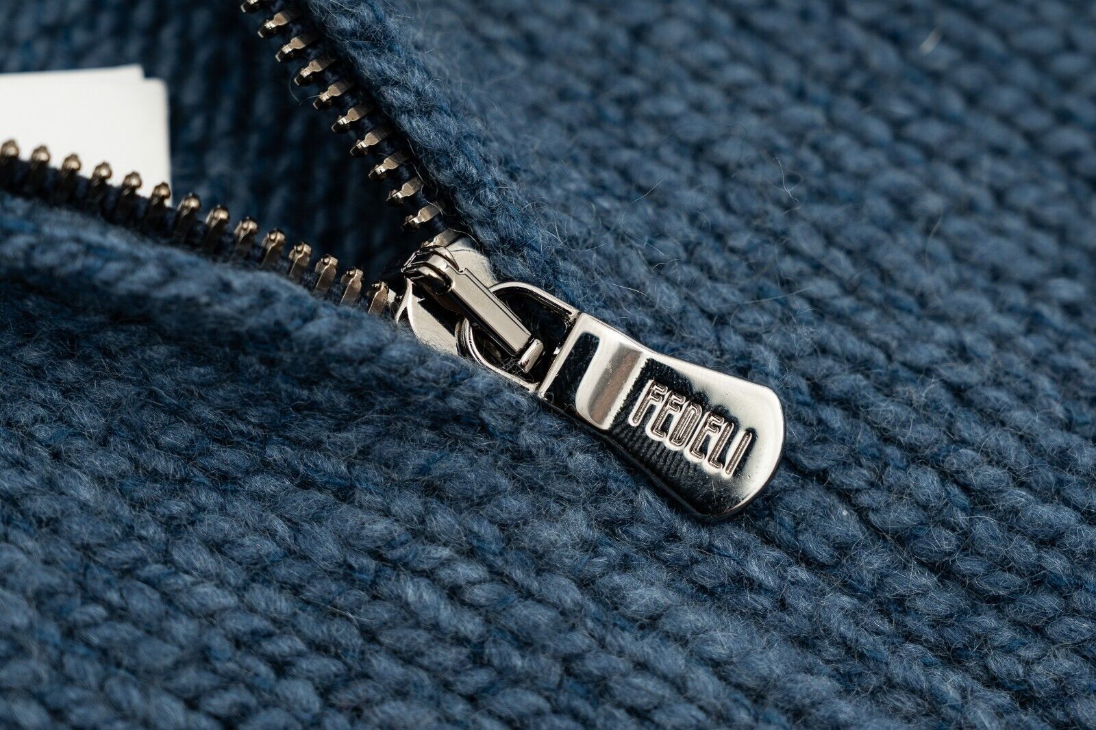 $2290 FEDELI CASHMERE "Malfilè" Blue Cardigan Jacket Full Zip Cashmer