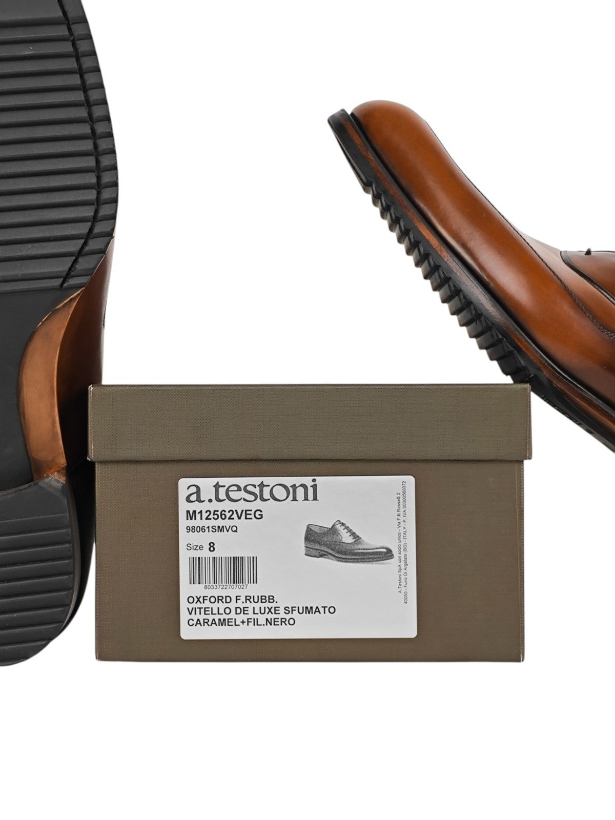 1100$ TESTONI Black Label Oxford Shoes Calf Caramel Shaded 8 UK / 9 US / 42 IT