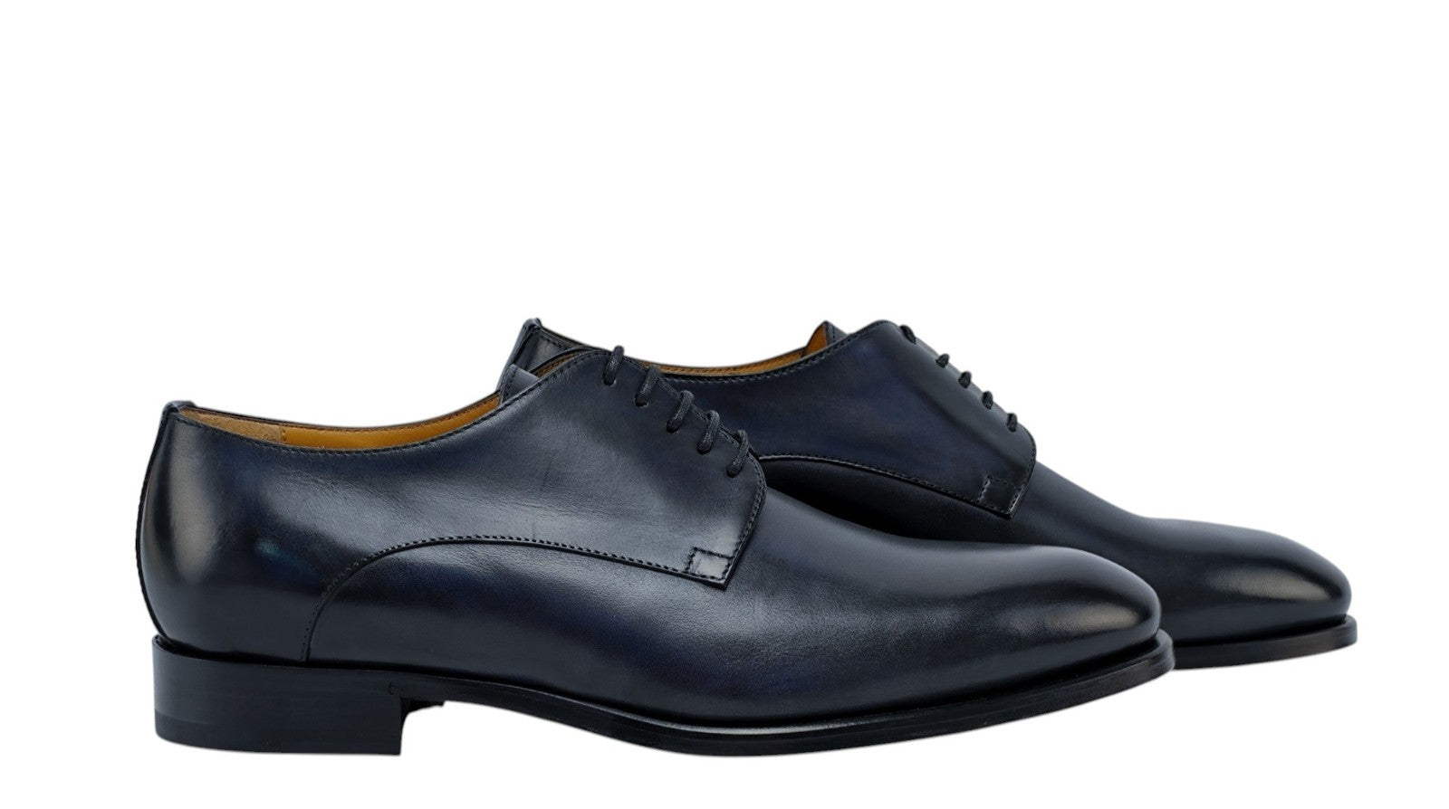 1250$ TESTONI Derby Shoes Antique Lux Calf Blue Navy 8 UK / 9 US / 42 IT