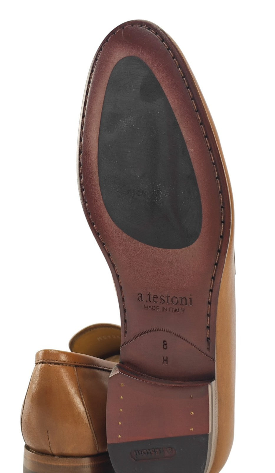 $1350 TESTONI Loafer Shoes Bolognese Construction Calf Caramel