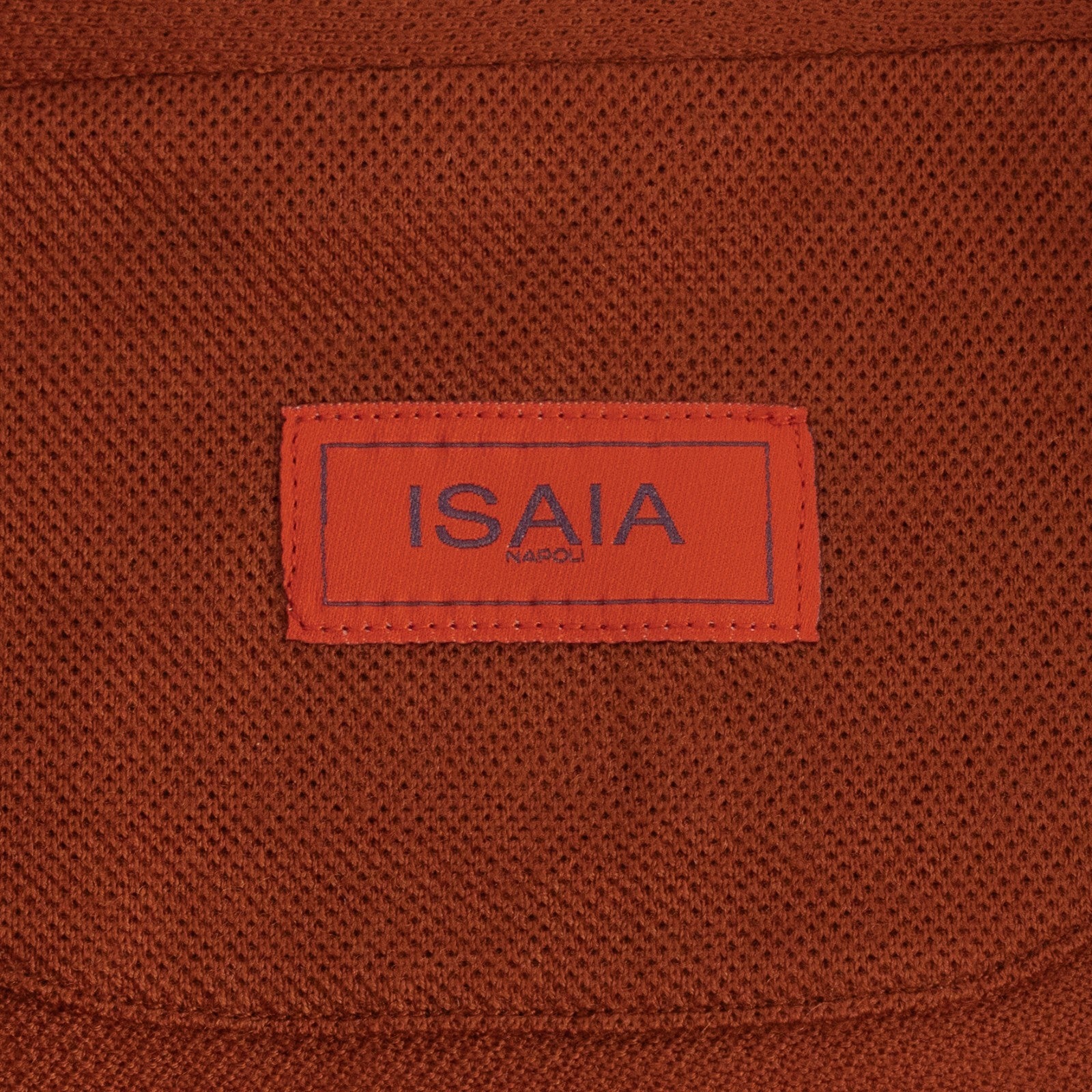 1200$ ISAIA NAPOLI Rust Handmade Polo Long Sleeve Knit Wool Jersey