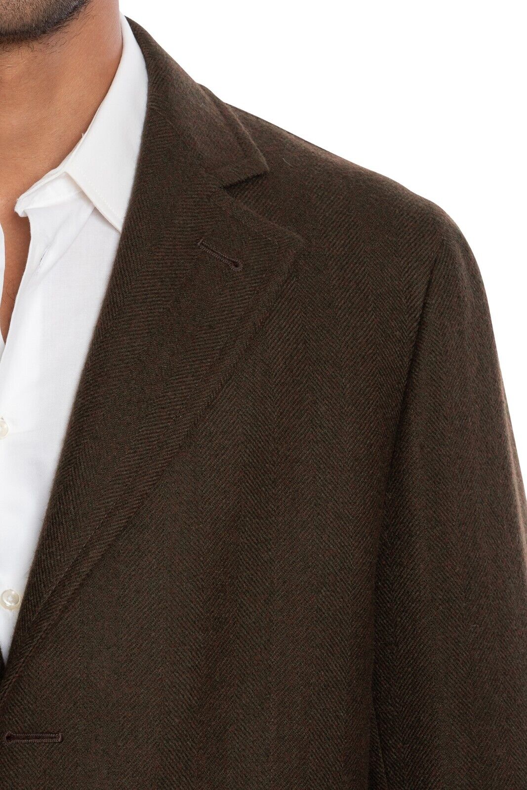 $2150 BOGLIOLI MILANO Dark Brown Long Coat Herringbone SOLARO Wool 38 US / 48 EU