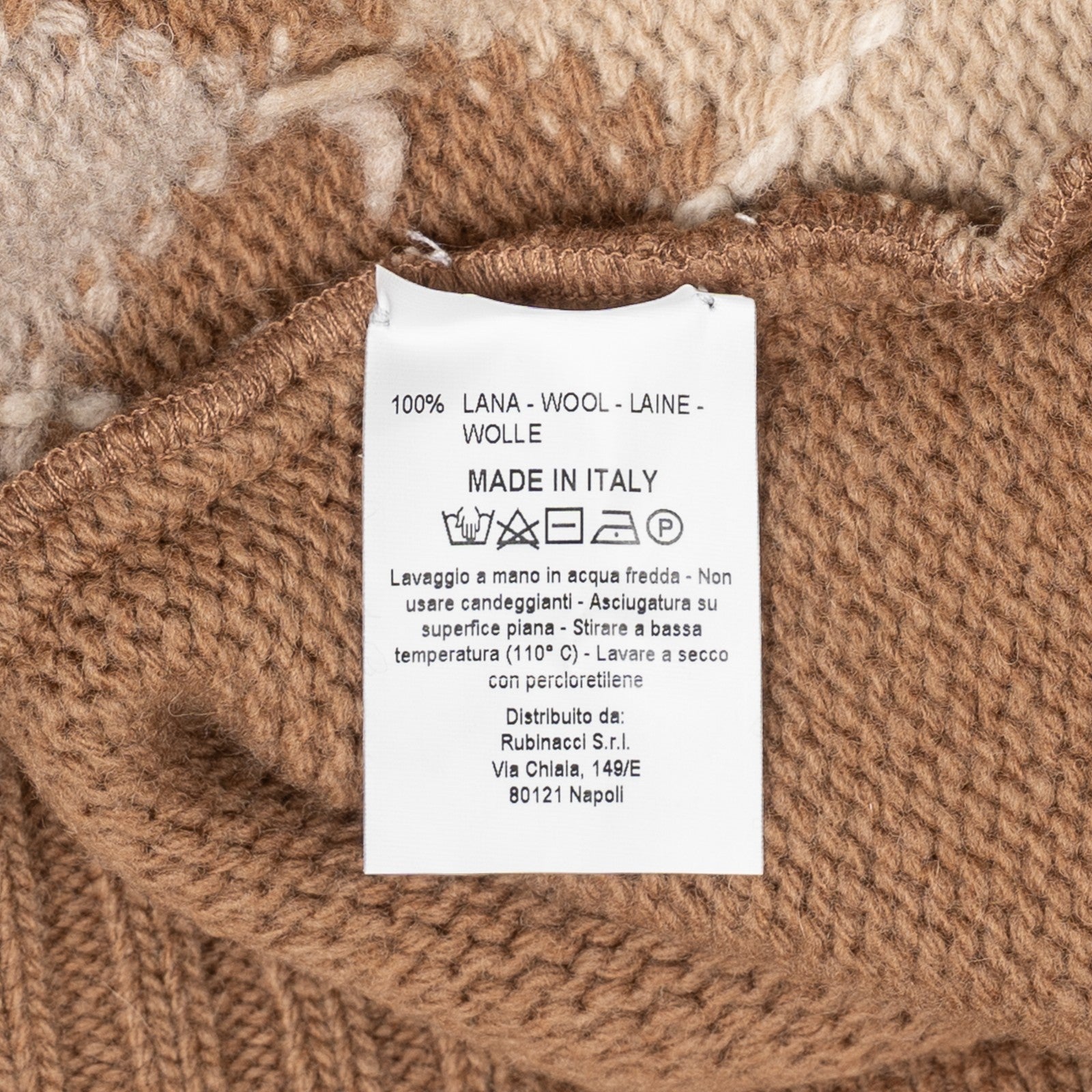 $950 RUBINACCI NAPOLI Beige Cardigan Jacket Argyle Check Merinos Wool