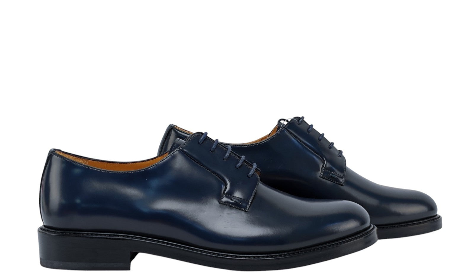 1200$ TESTONI "Vietri" Derby Shoes Brush Off Calf Navy (2) 8 UK / 9 US / 42 IT
