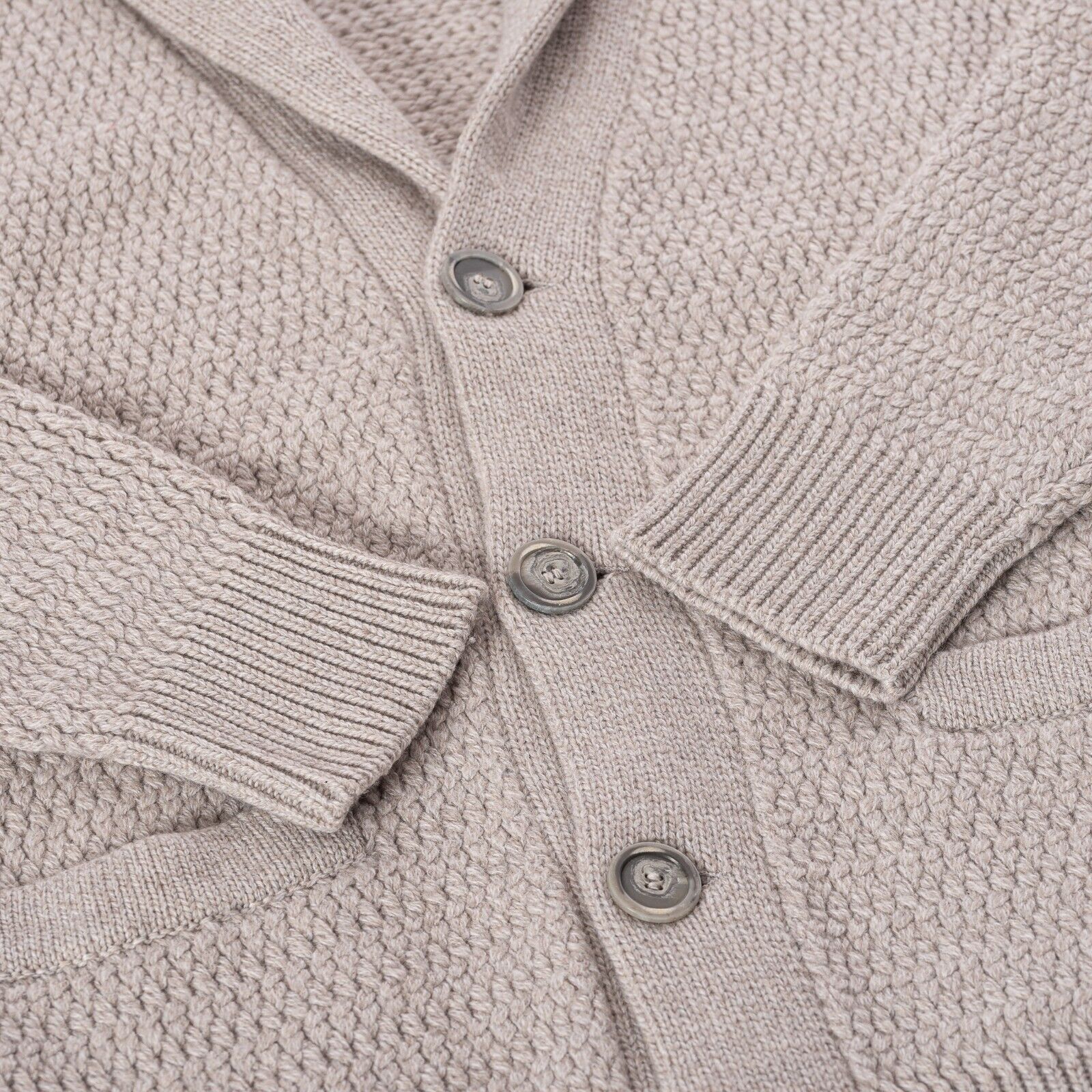 $1900 FEDELI CASHMERE Beige Jacket Cardigan Thick 100% Cashmere Shawl Collar
