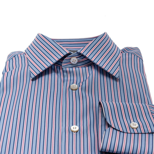 690$ LUXURY GERLIN Shirt Striped Light Blue Cotton 16 - 41 5N BIJAN