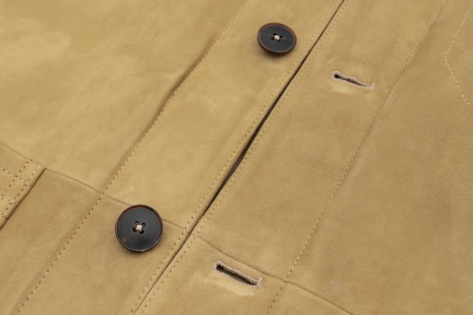 $1900 EIDOS by ISAIA NAPOLI Beige Jacket Blouson Suede Leather 38 US 48 EU Slim