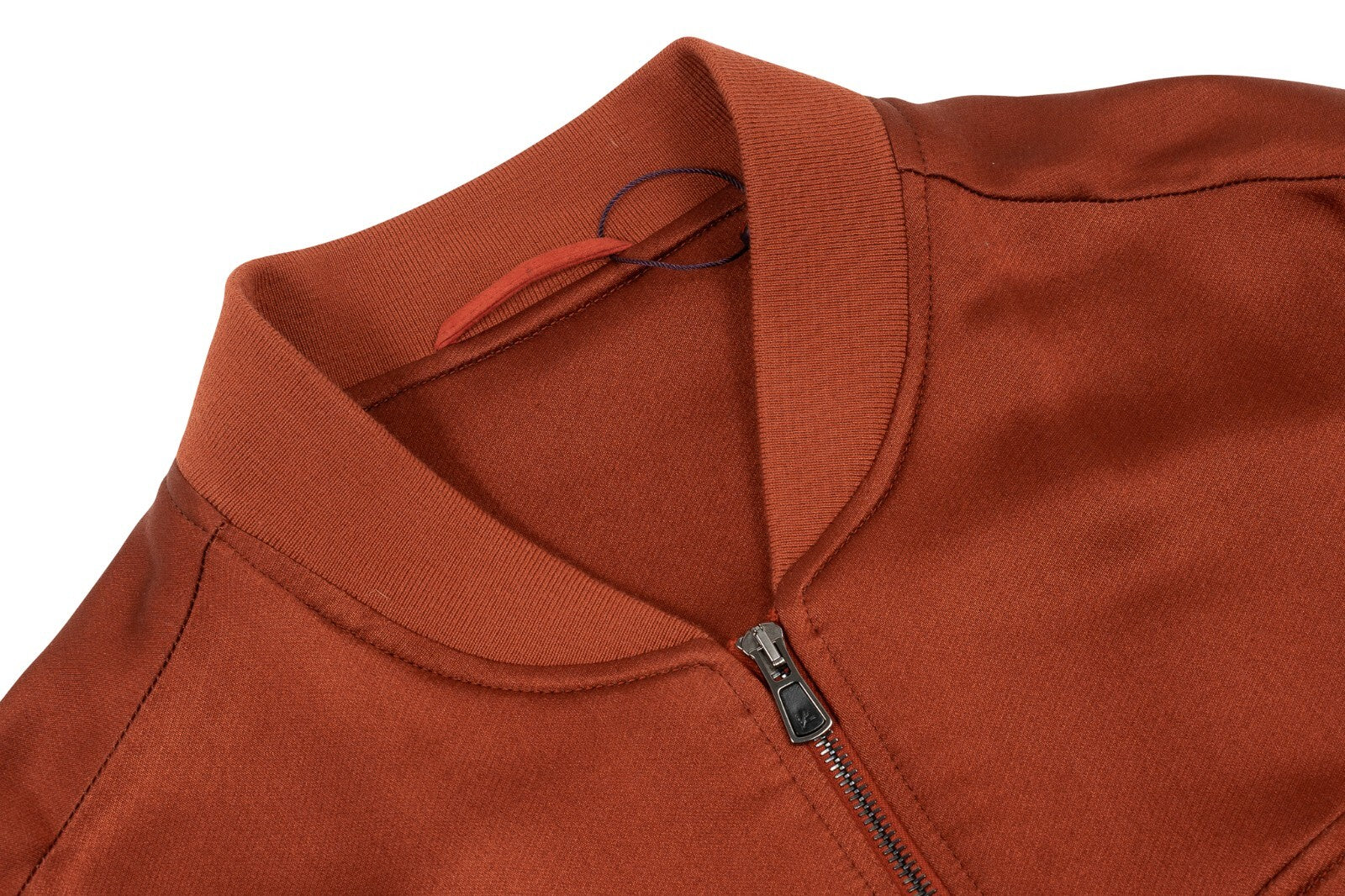 $3800 ISAIA NAPOLI Rust Satin Bomber Jacket Wool & Silk 38 US / 48 EU