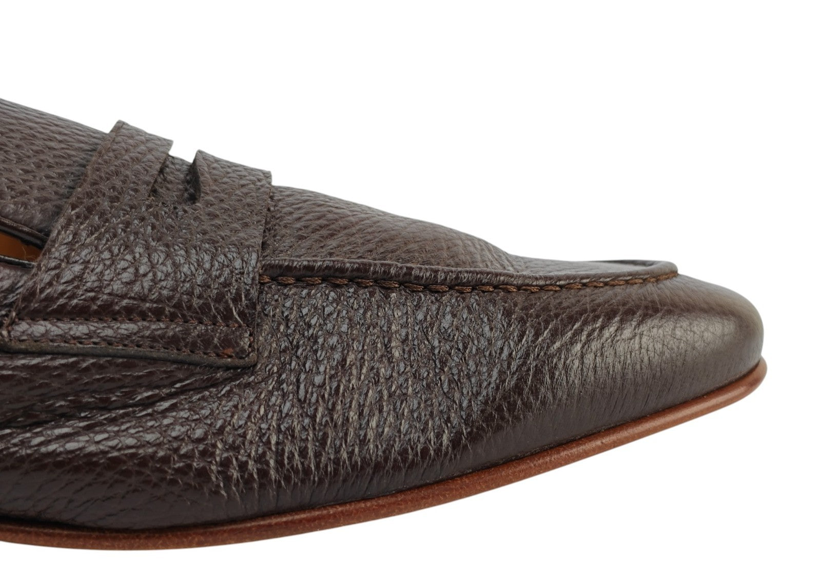 1250$ TESTONI "Carloforte" Unlined Loafer Shoes Deerskin Cigar 8 UK 9 US 42 IT