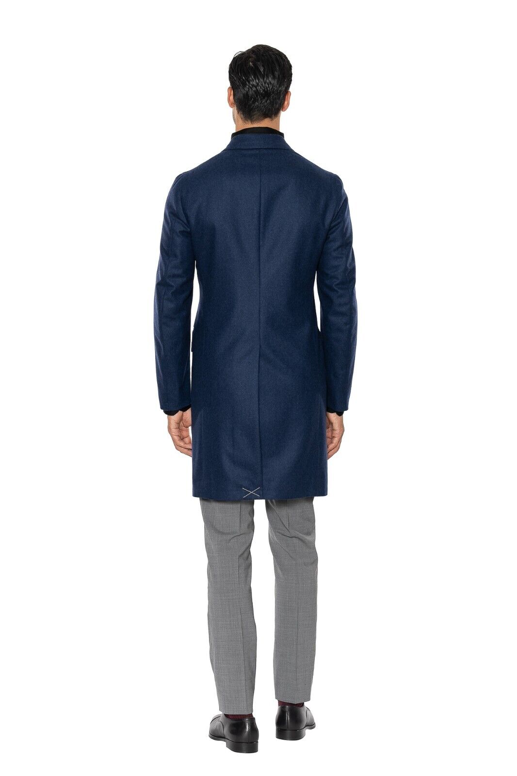 $1900 EIDOS by ISAIA NAPOLI Blue Overcoat Double Stitched Wool 38 US / 48 EU