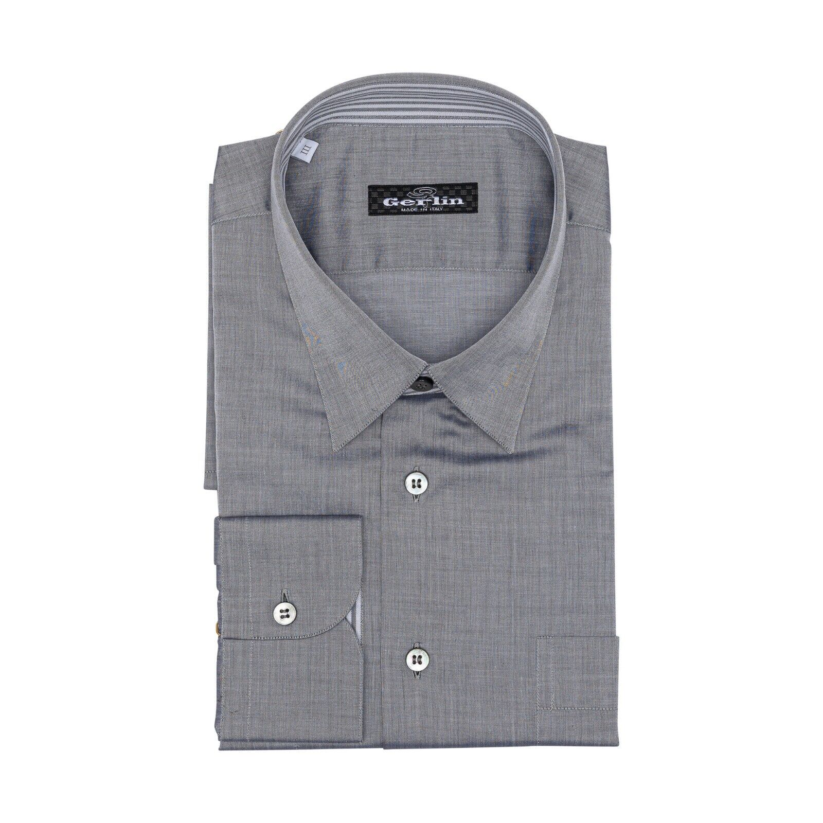 690$ ITALIAN LUXURY GERLIN Shirt Grey Fine Cotton 16 - 41 6M BIJAN